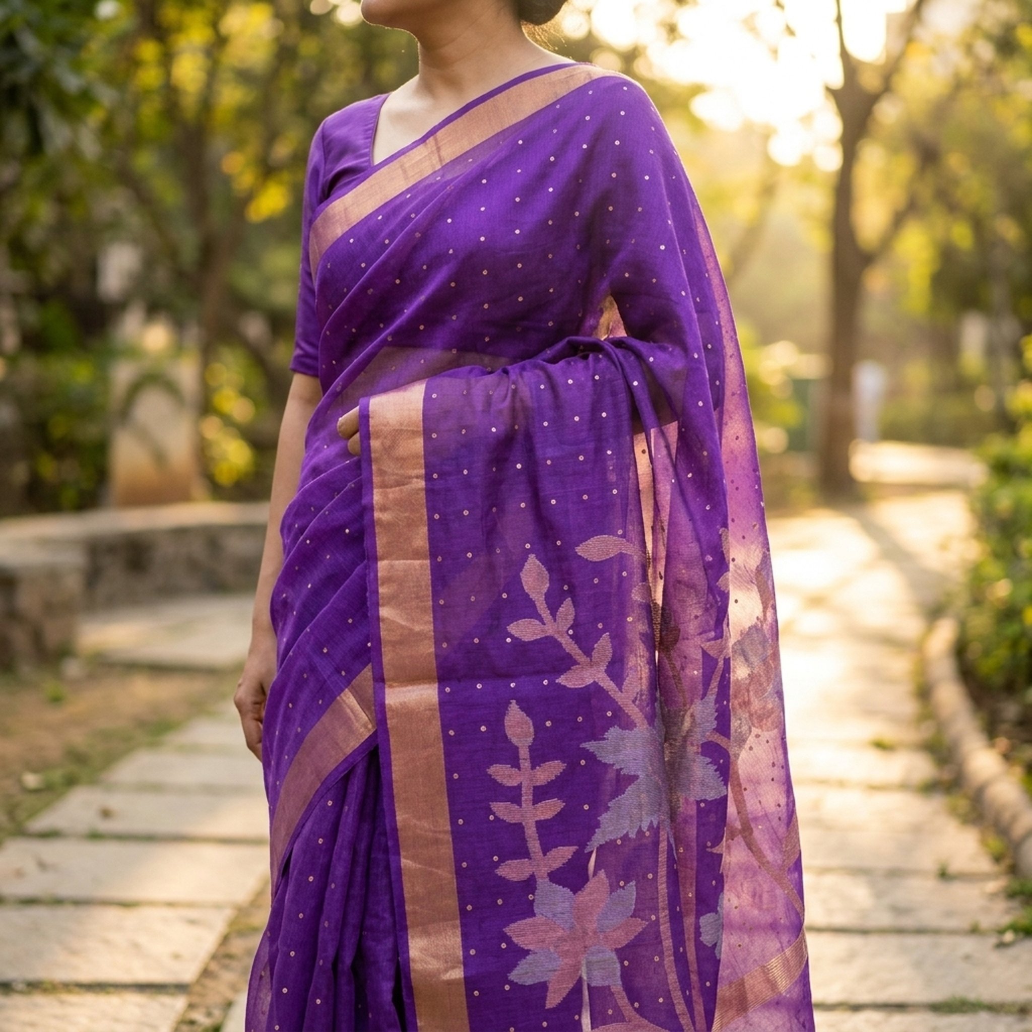 Noopur Clothing Purple Raw Mango style Organza Weave Saree 5