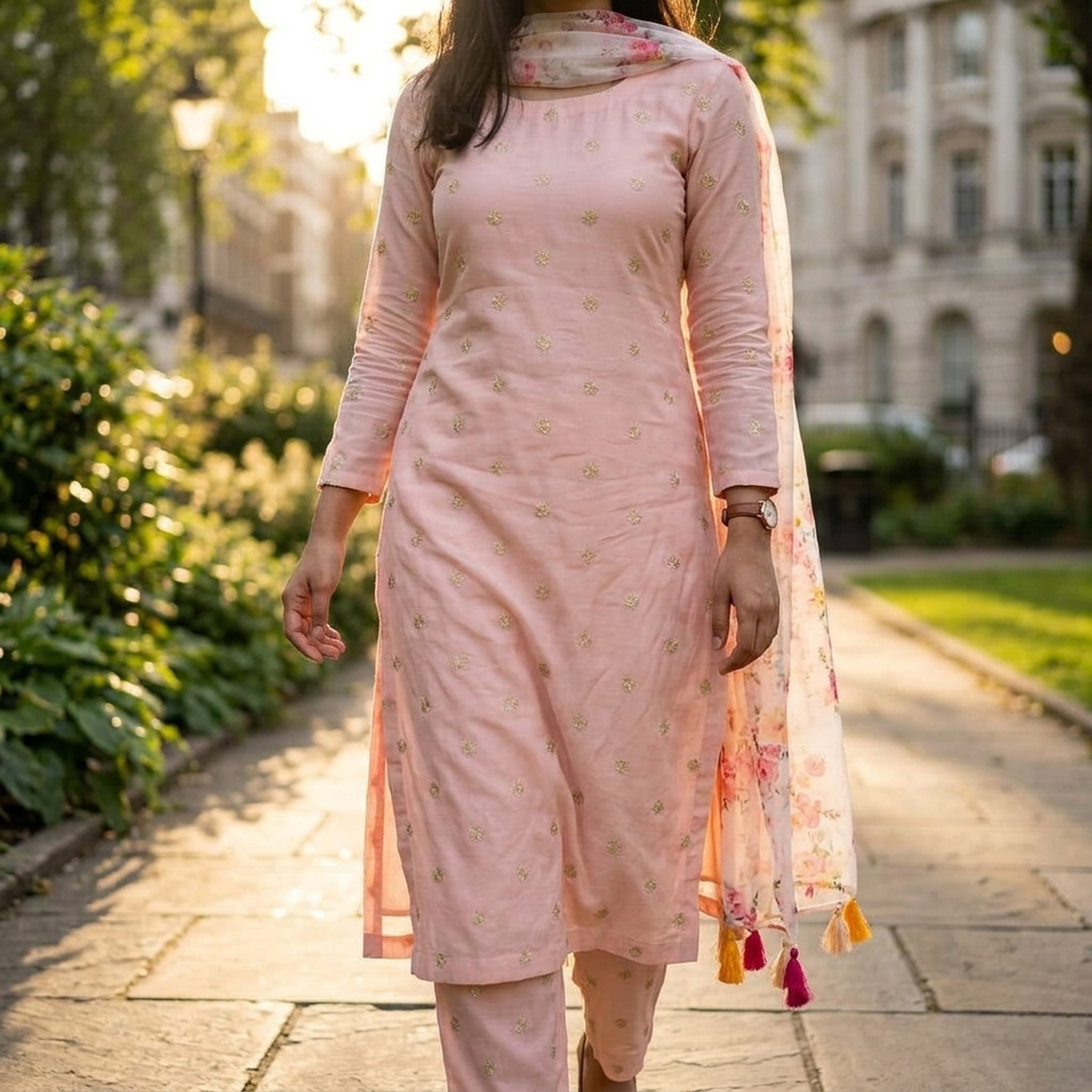 Noopur Clothing Women's Peach Floral Salwar Suit 3910/1/2 5