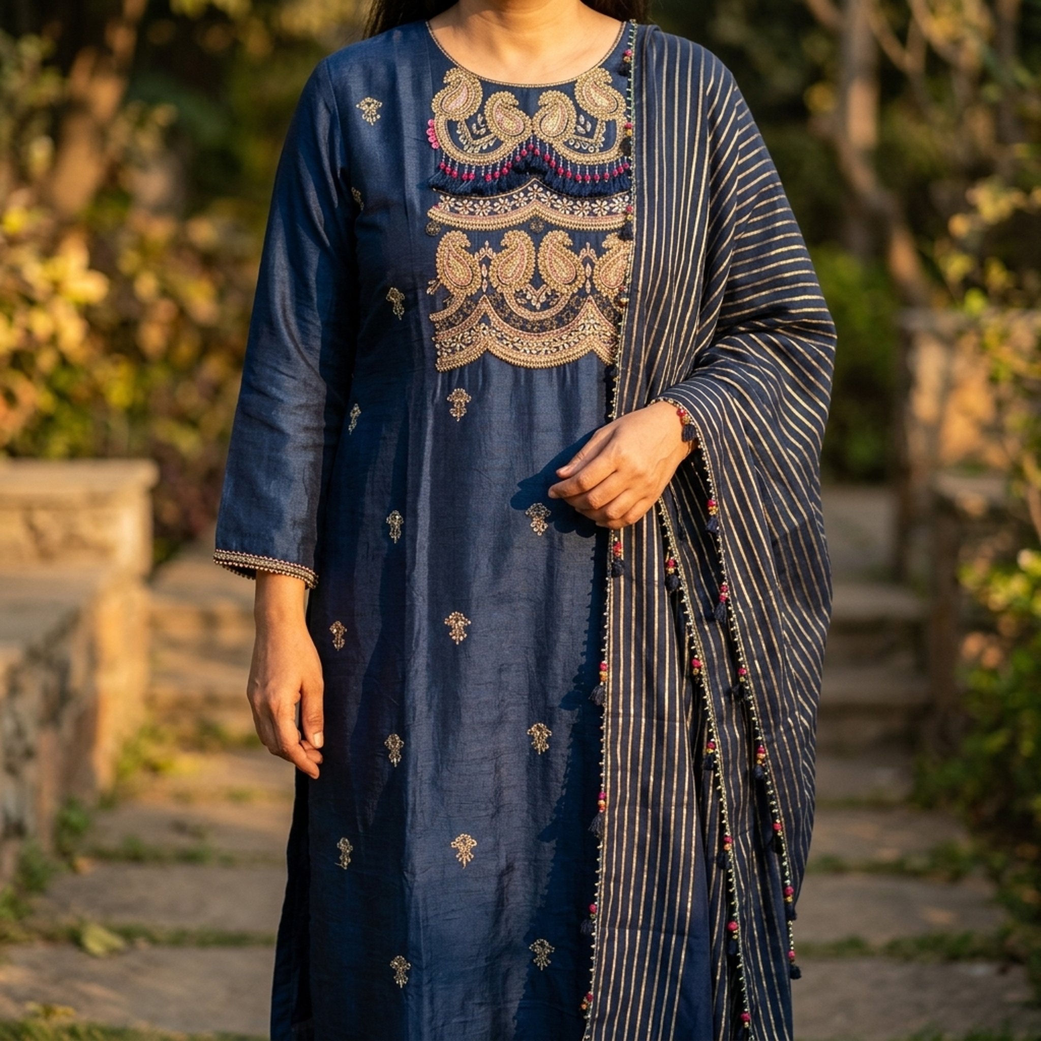 Noopur Clothing Women's Embroidered Blue Kurta Set ( n536005) 5