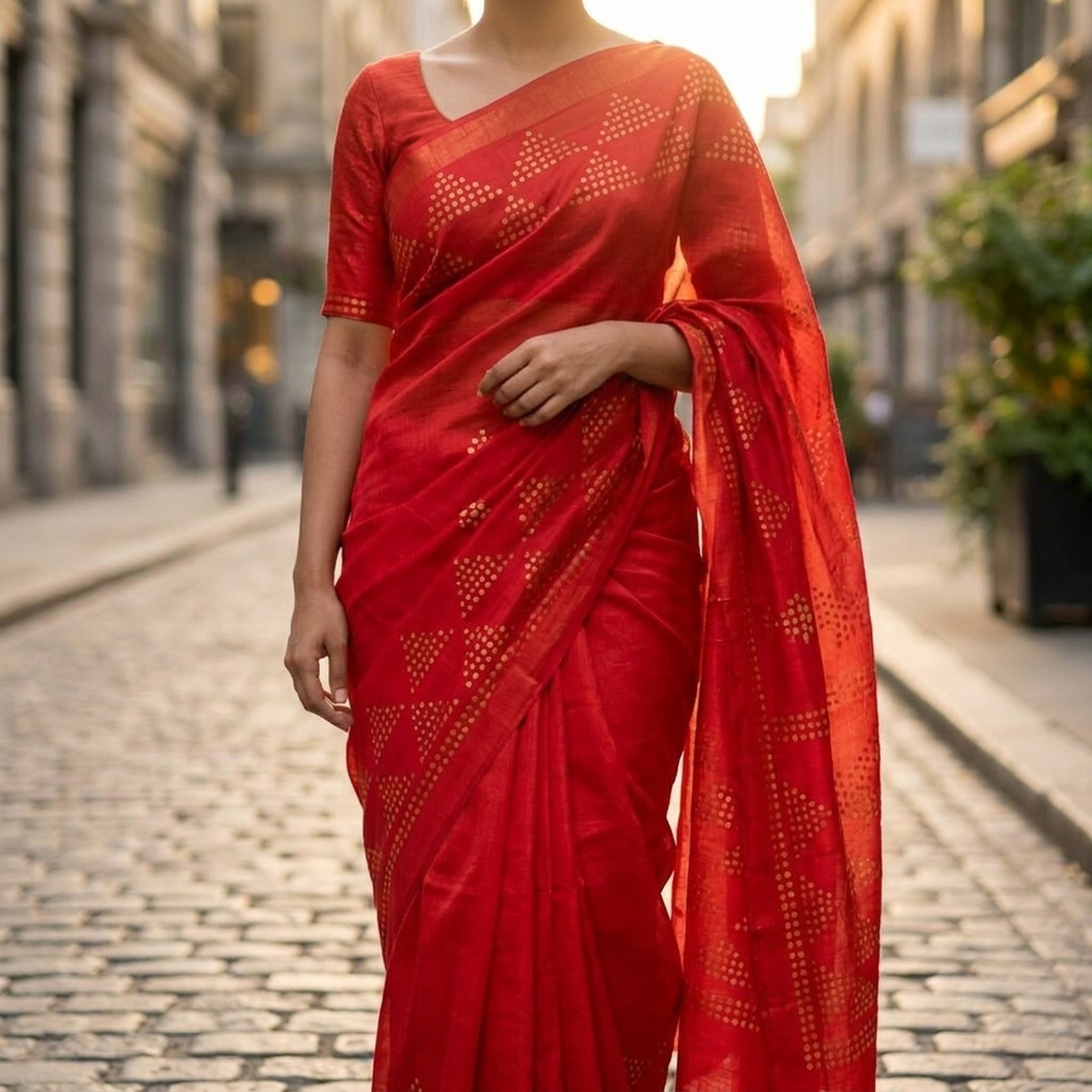Noopur Clothing Red Printed Silk Blend Saree 5