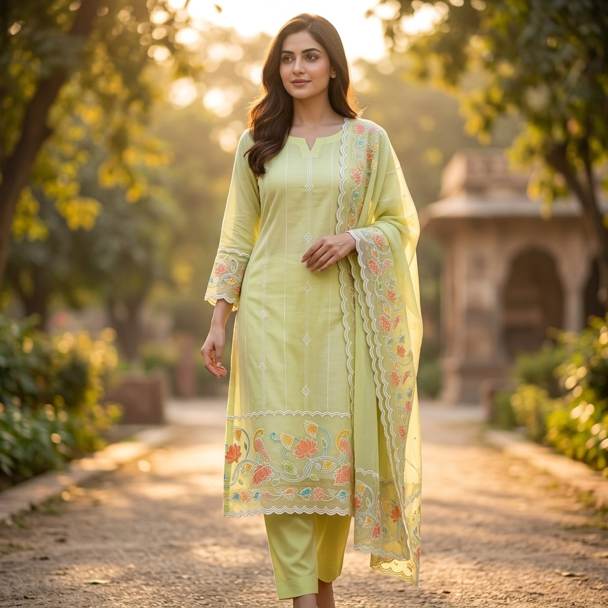 Noopur Clothing Light Green Embroidered Salwar Suit 5