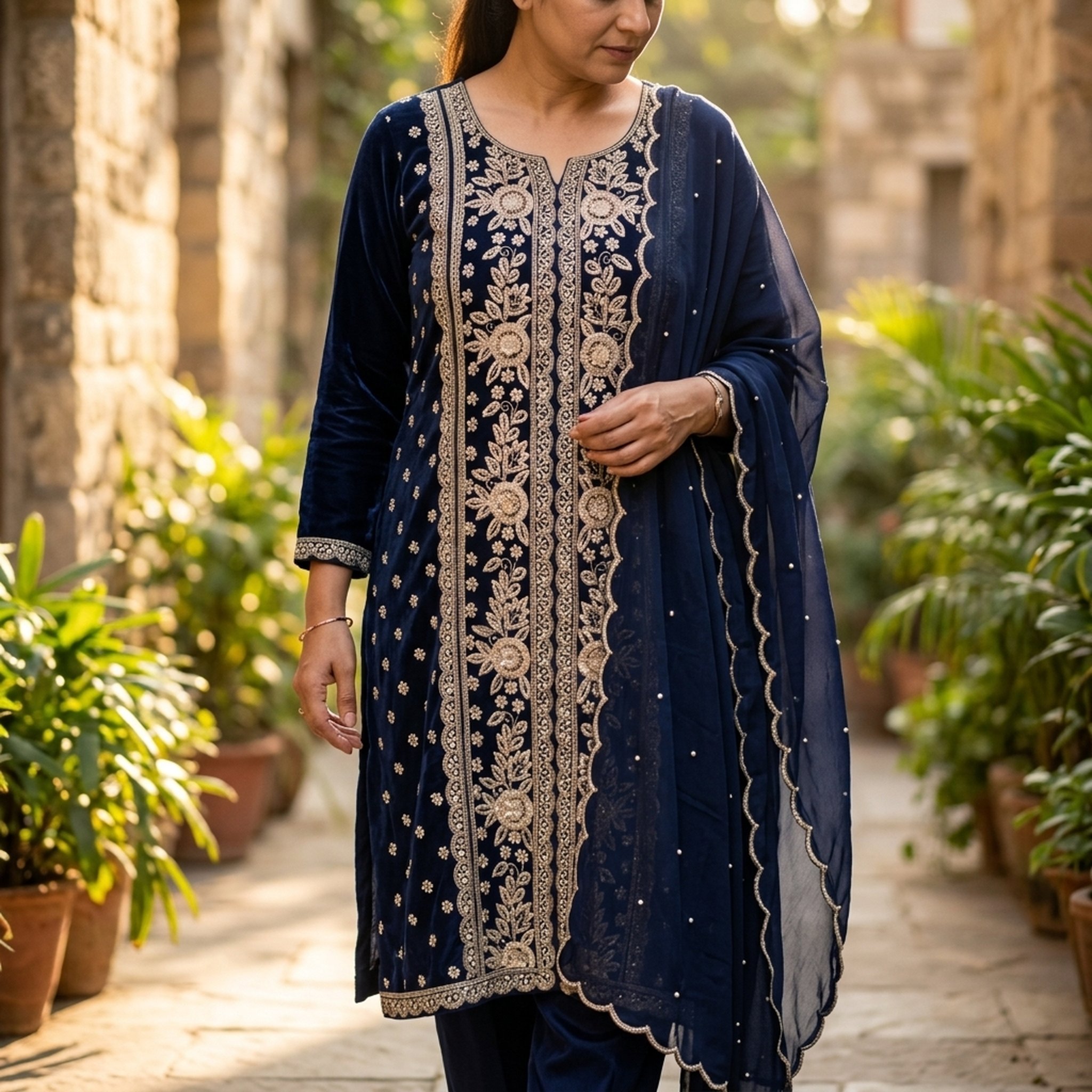 Noopur Clothing Navy Blue Embroidered Salwar Suit Set 5
