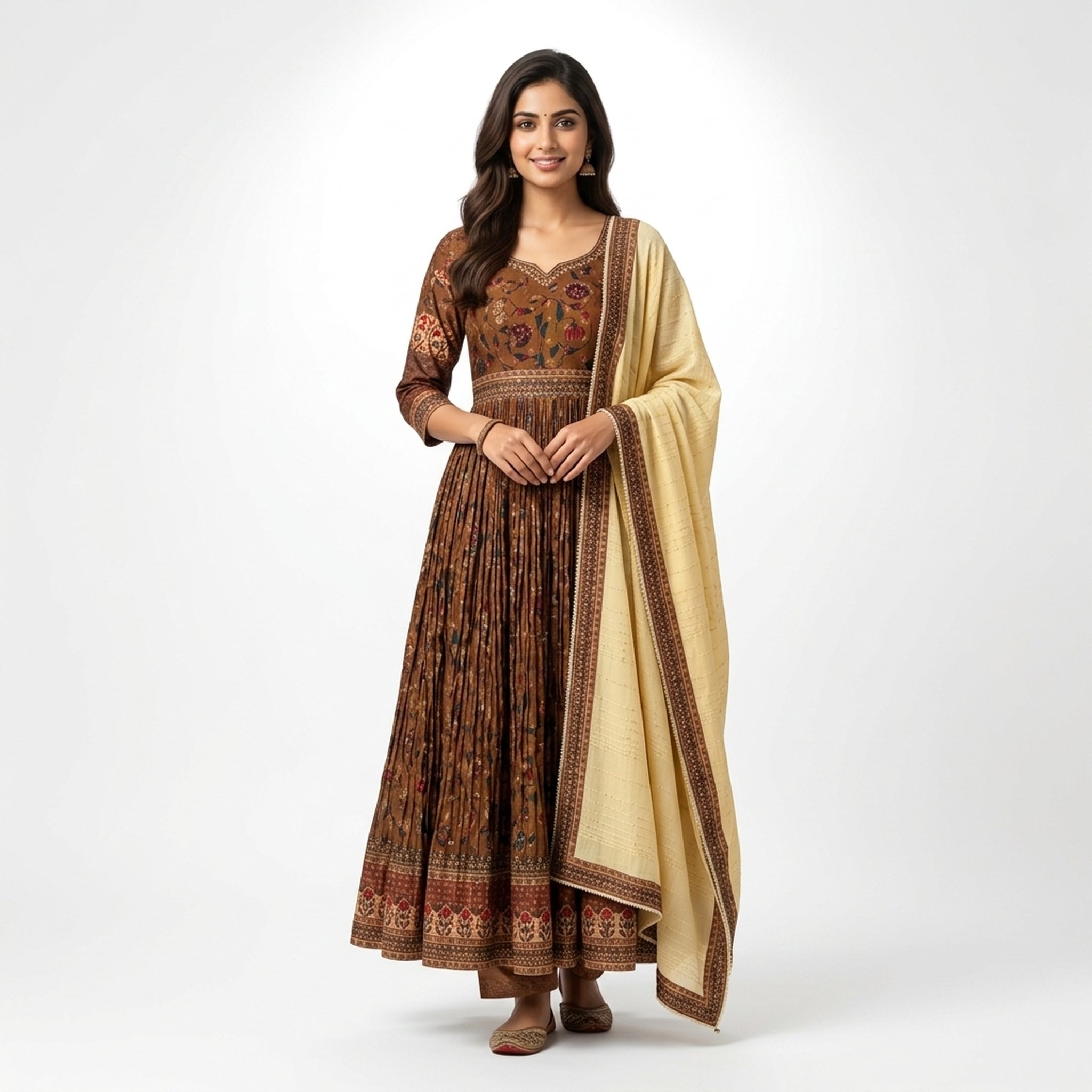 Noopur Clothing Women's Brown Printed Anarkali Suit Set 2
