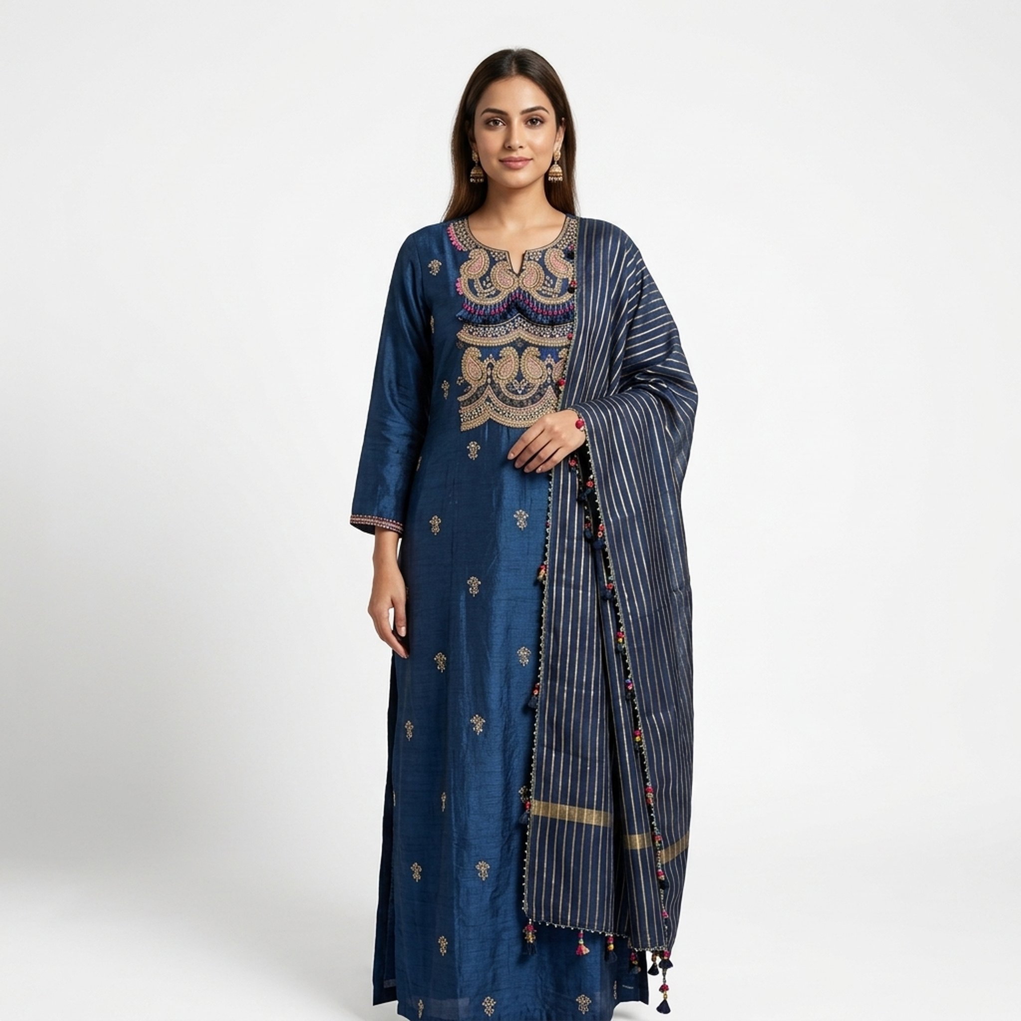 Noopur Clothing Women's Embroidered Blue Kurta Set ( n536005) 2