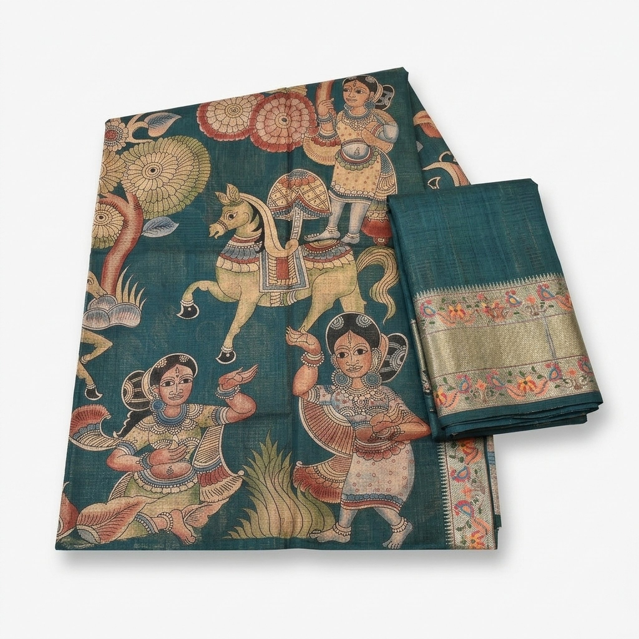 Noopur Clothing Teal Printed Kota Saree