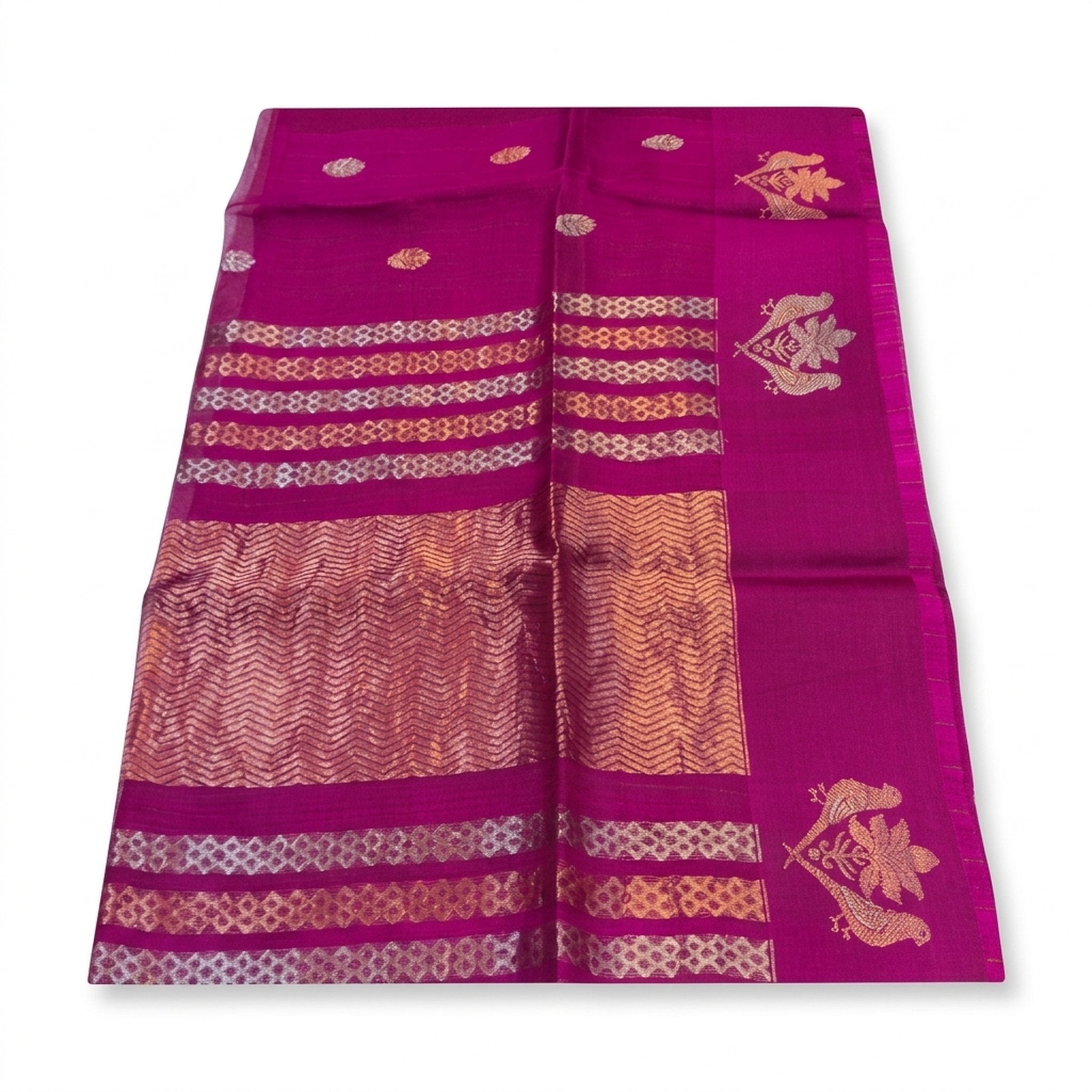Noopur Clothing Magenta Silk Blend Zari Work Saree 2