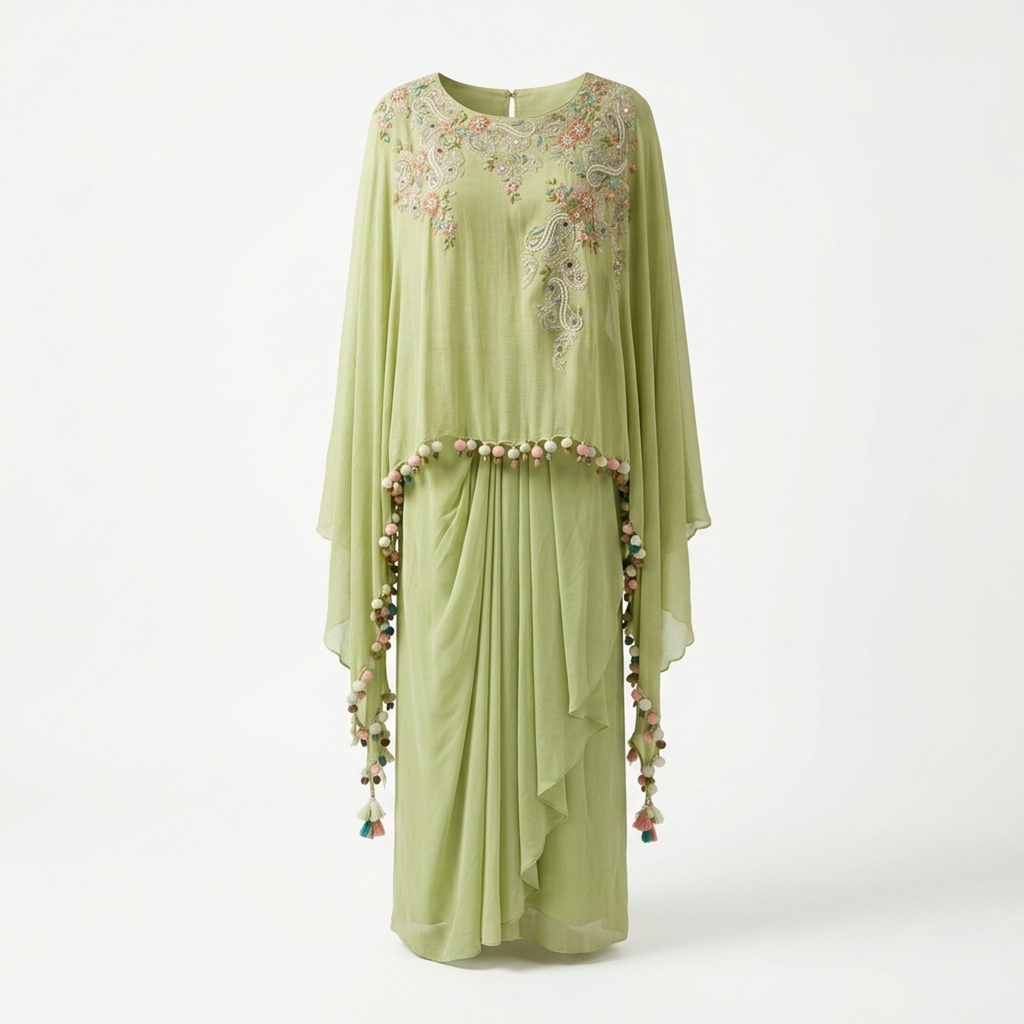 Noopur Clothing Green Embroidered Cape Top Dhoti Set (witoo10) 2