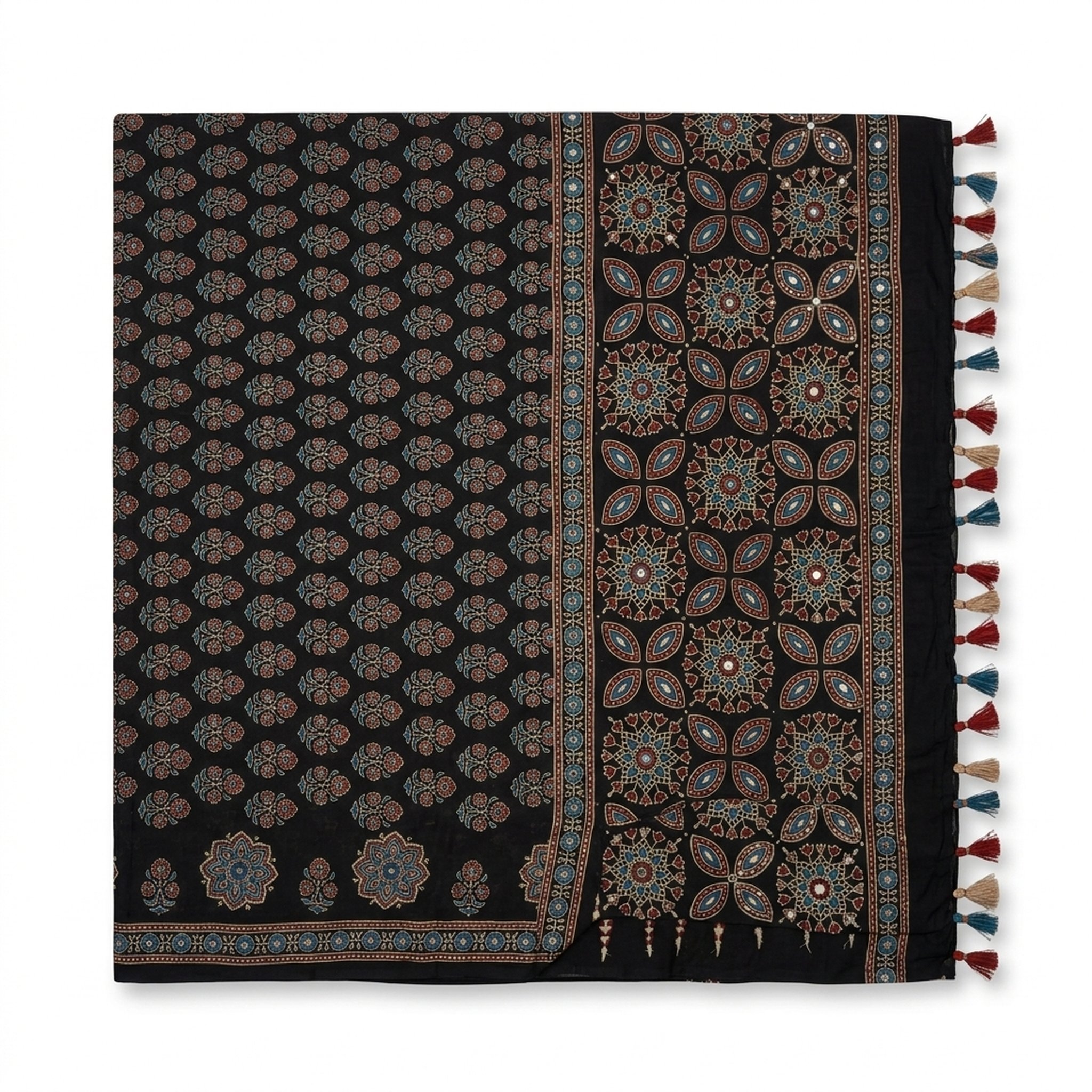 Modal Azrakh Saree with Hand work 2