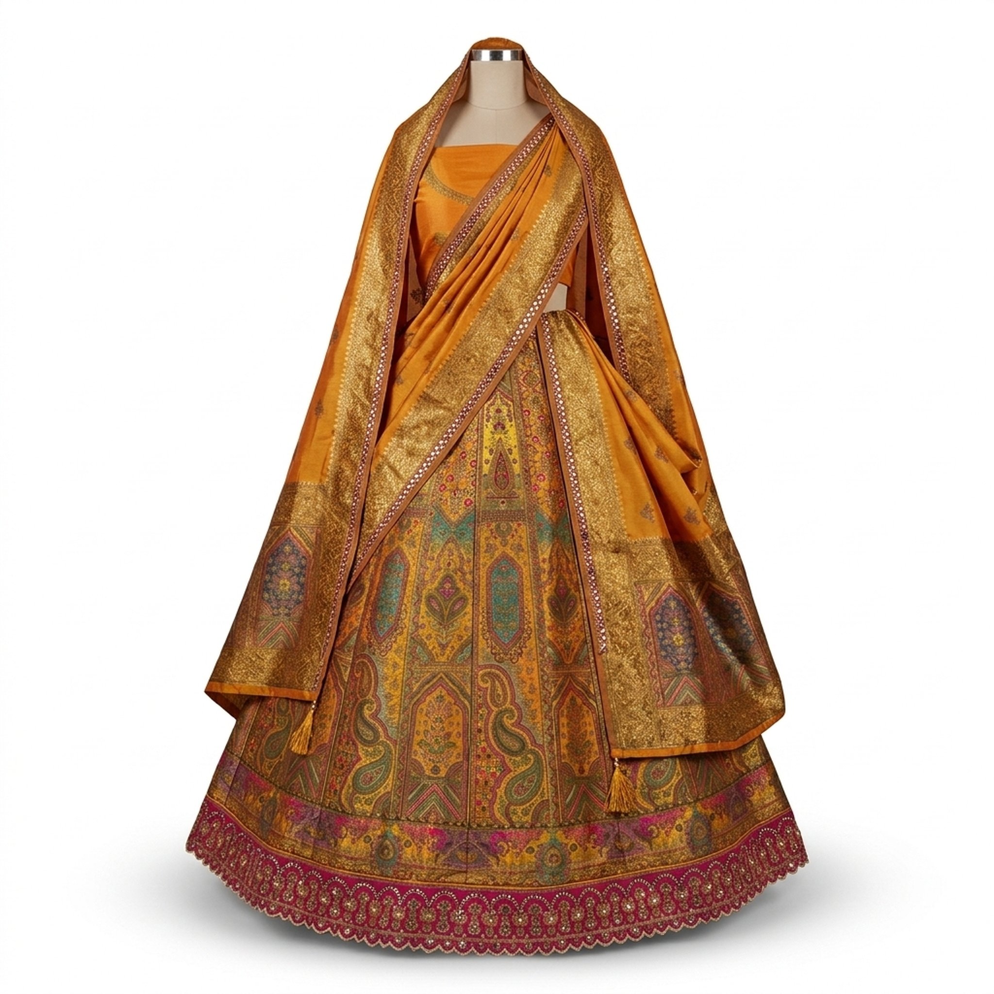 Noopur Clothing Mustard Paisley Embroidered Lehenga Set 2