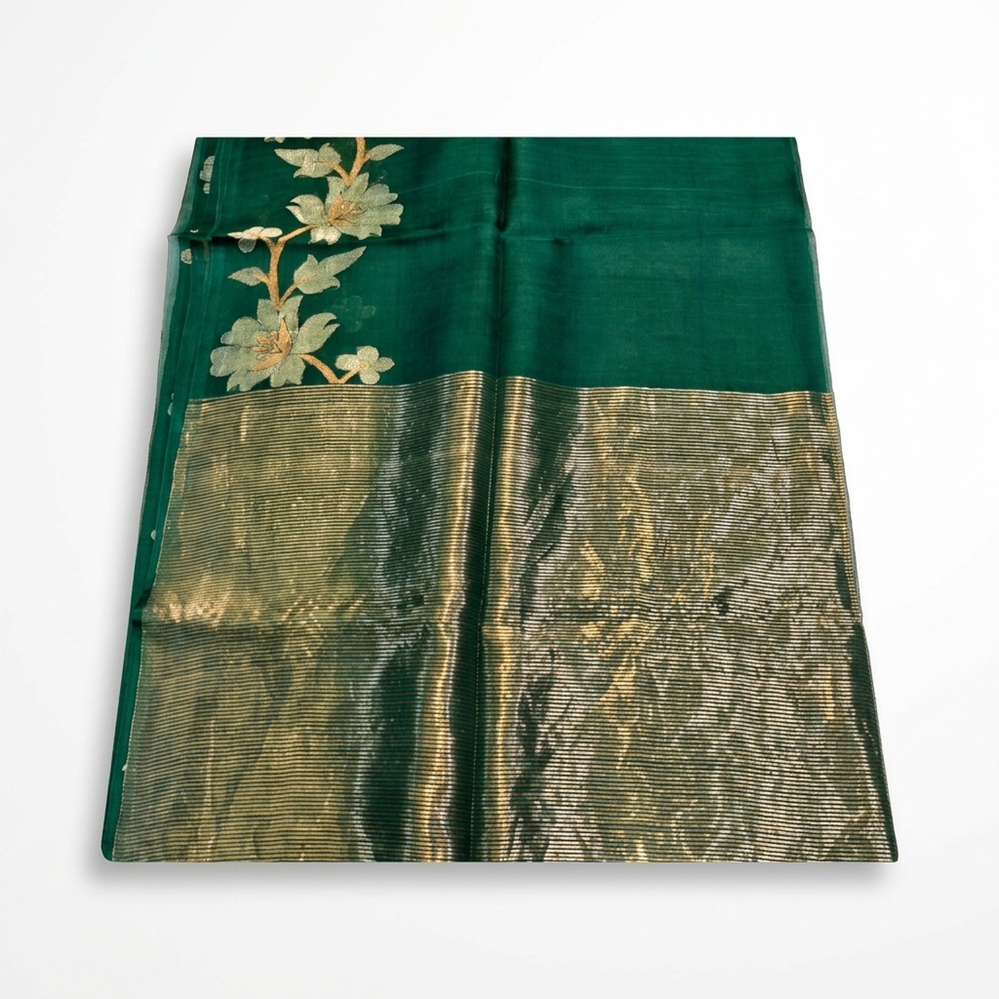 Noopur Clothing Green Floral Motif Organza Saree