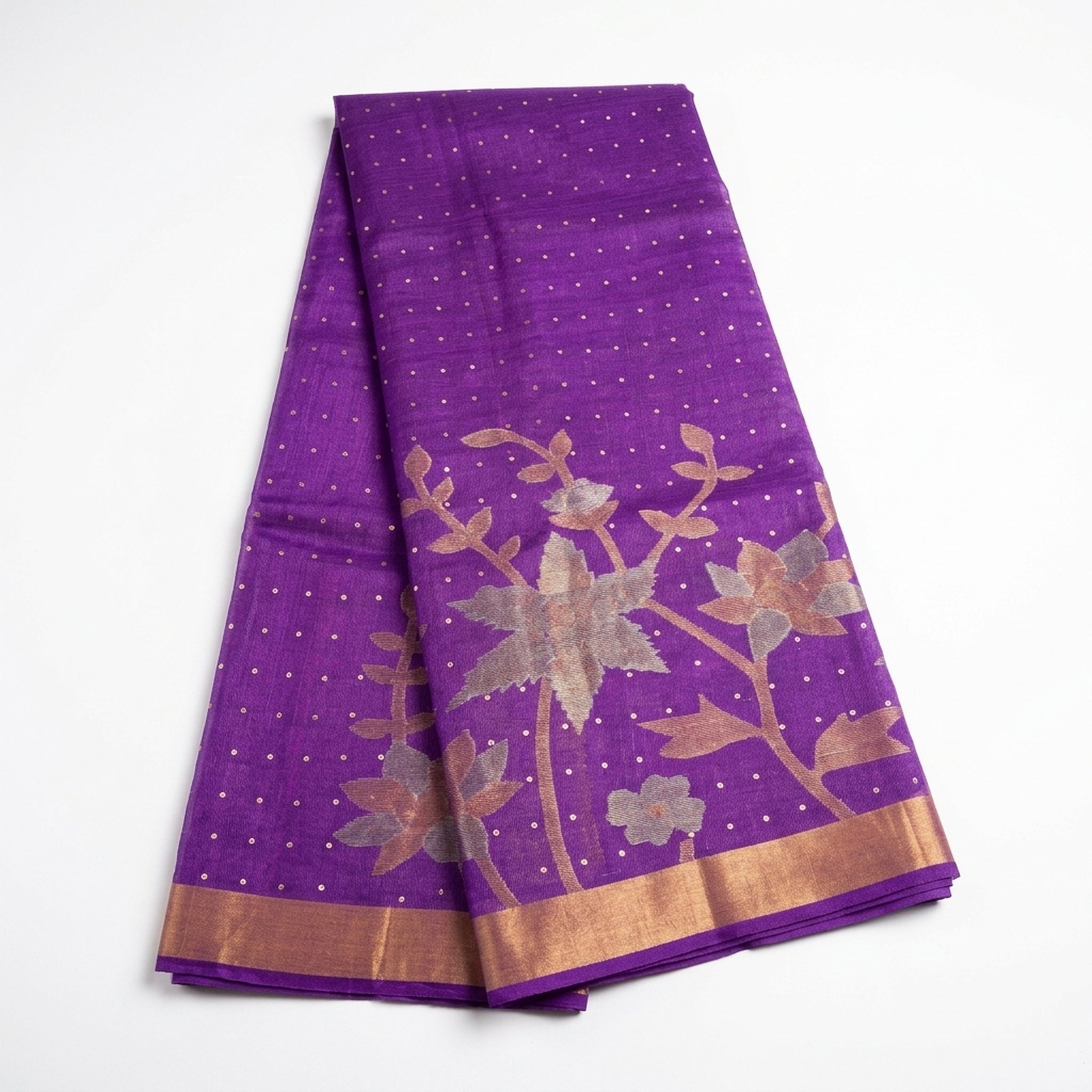 Noopur Clothing Purple Floral Zari Border Saree 2