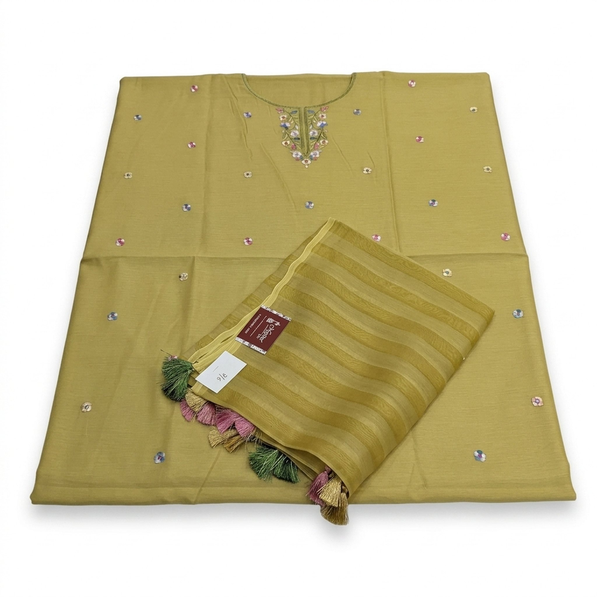 Noopur Clothing Unstitched Olive Green Embroidered Suit Set 2