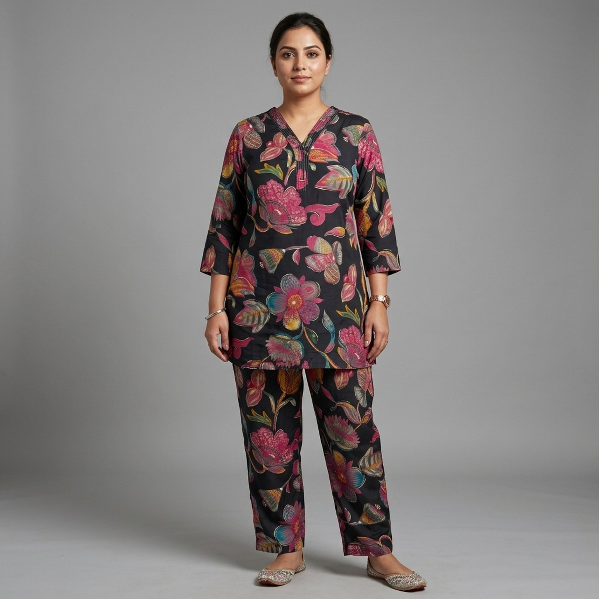 Simsum Creations Women's Floral Printed Tunic Set