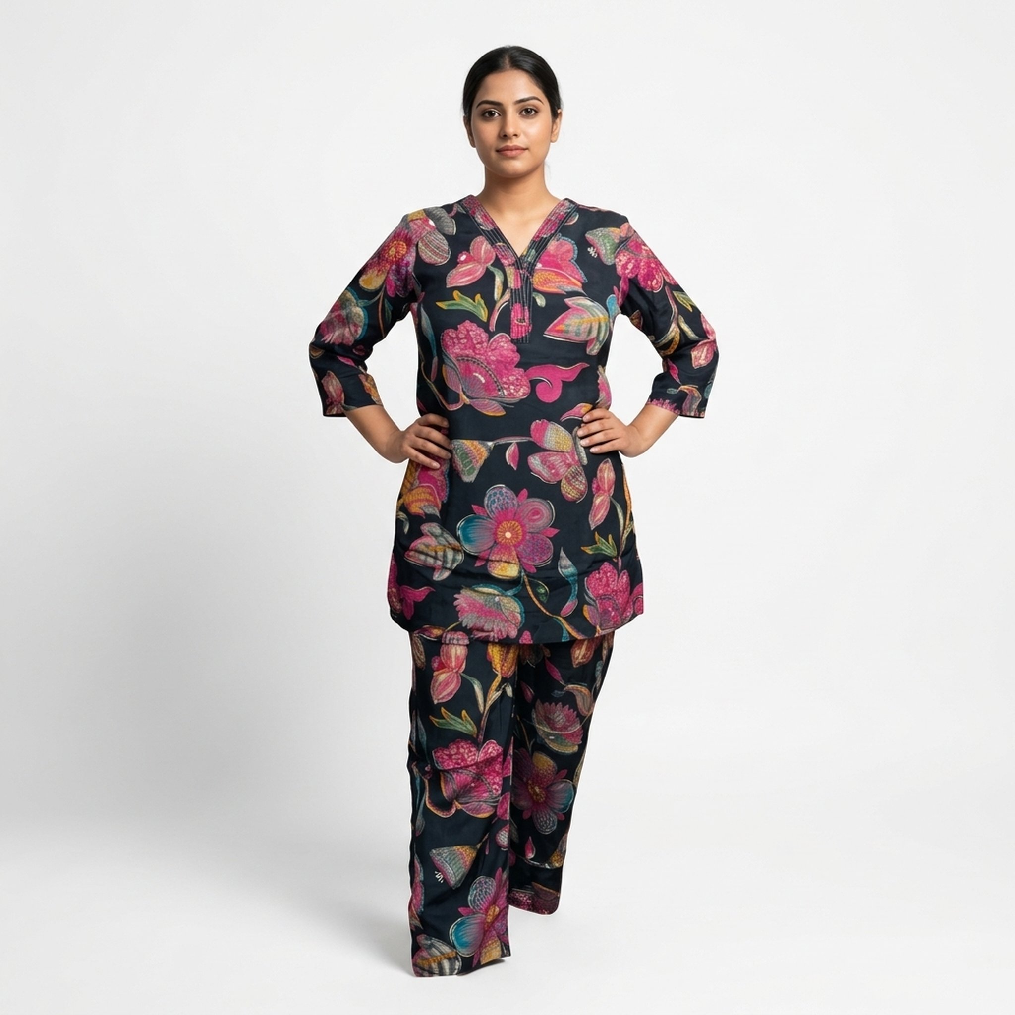 Simsum Creations Women's Floral Printed Tunic Set 2