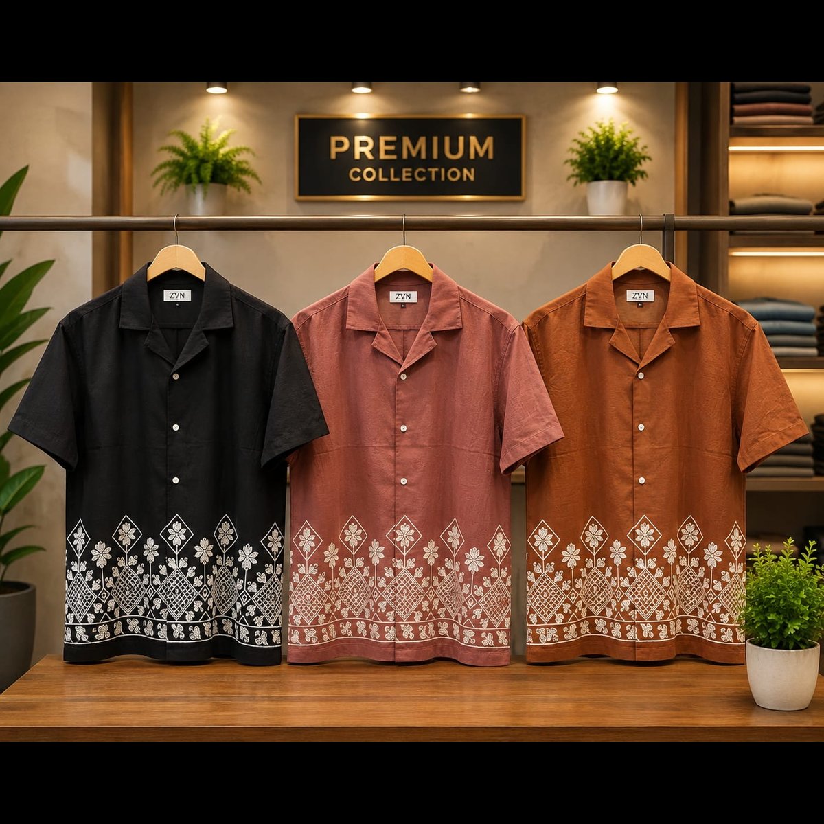 BLESSINGS Men's Patterned Collared Short-Sleeve Shirt