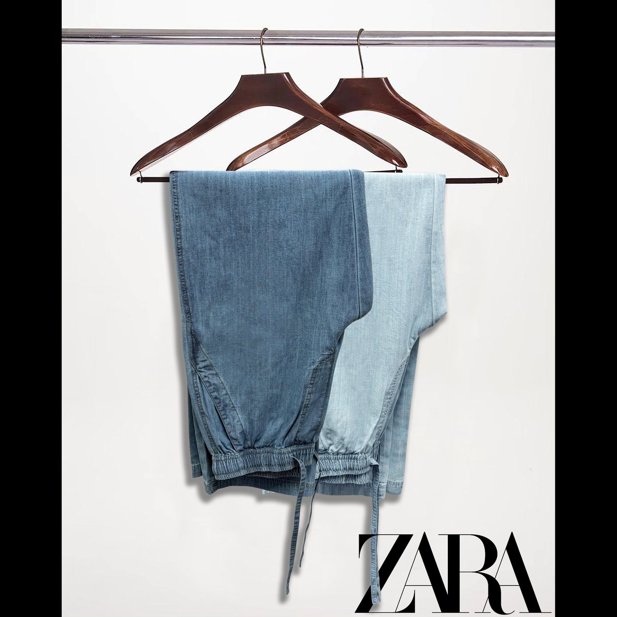 BLESSINGS Light Blue Denim Drawstring Trousers 4