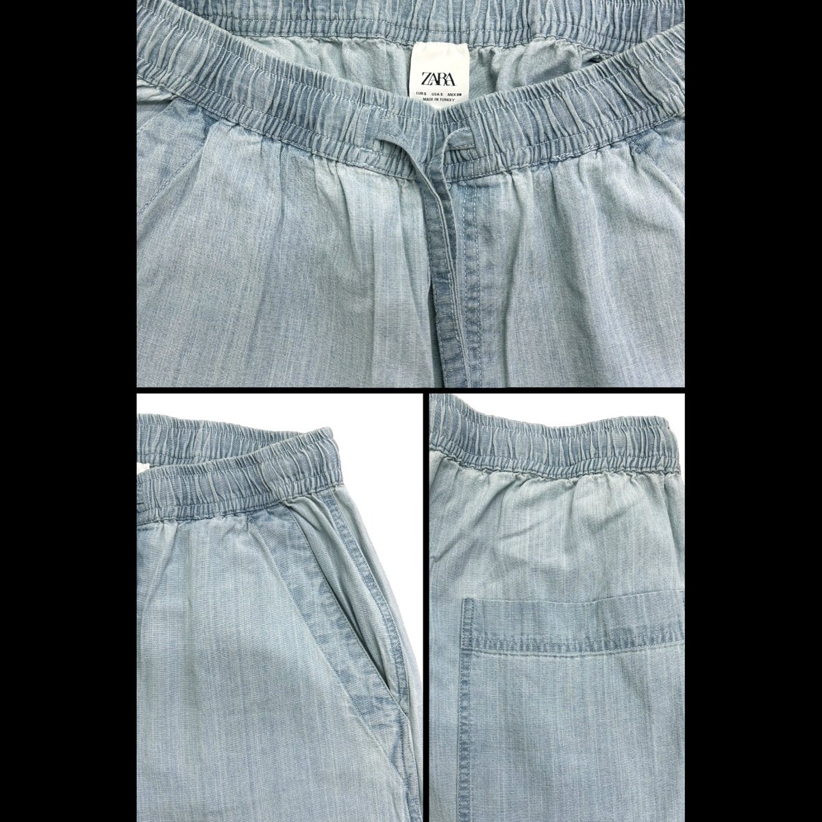BLESSINGS Light Blue Denim Drawstring Trousers 3