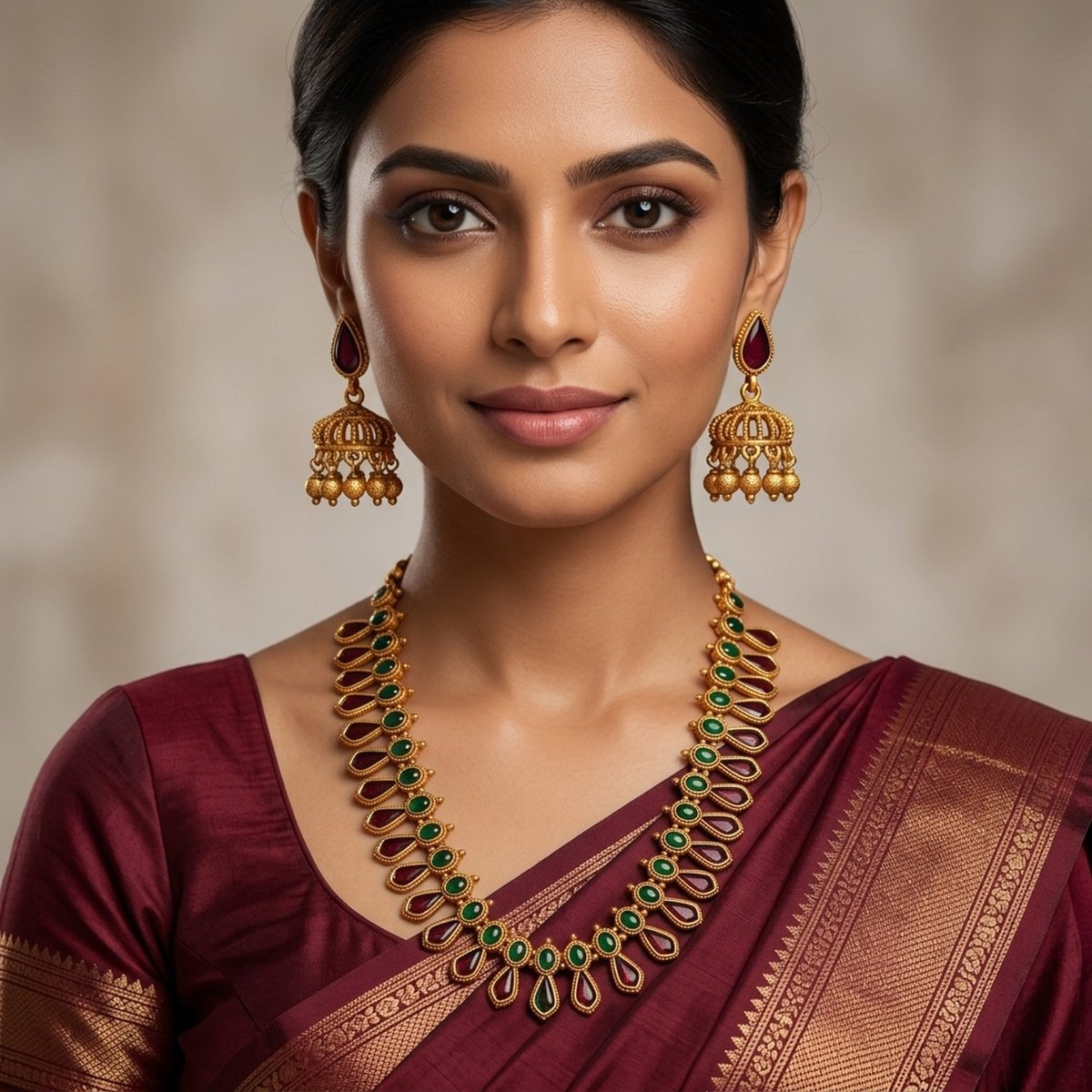 MEU Choices Ruby Emerald Gold Tone Haram Set 5