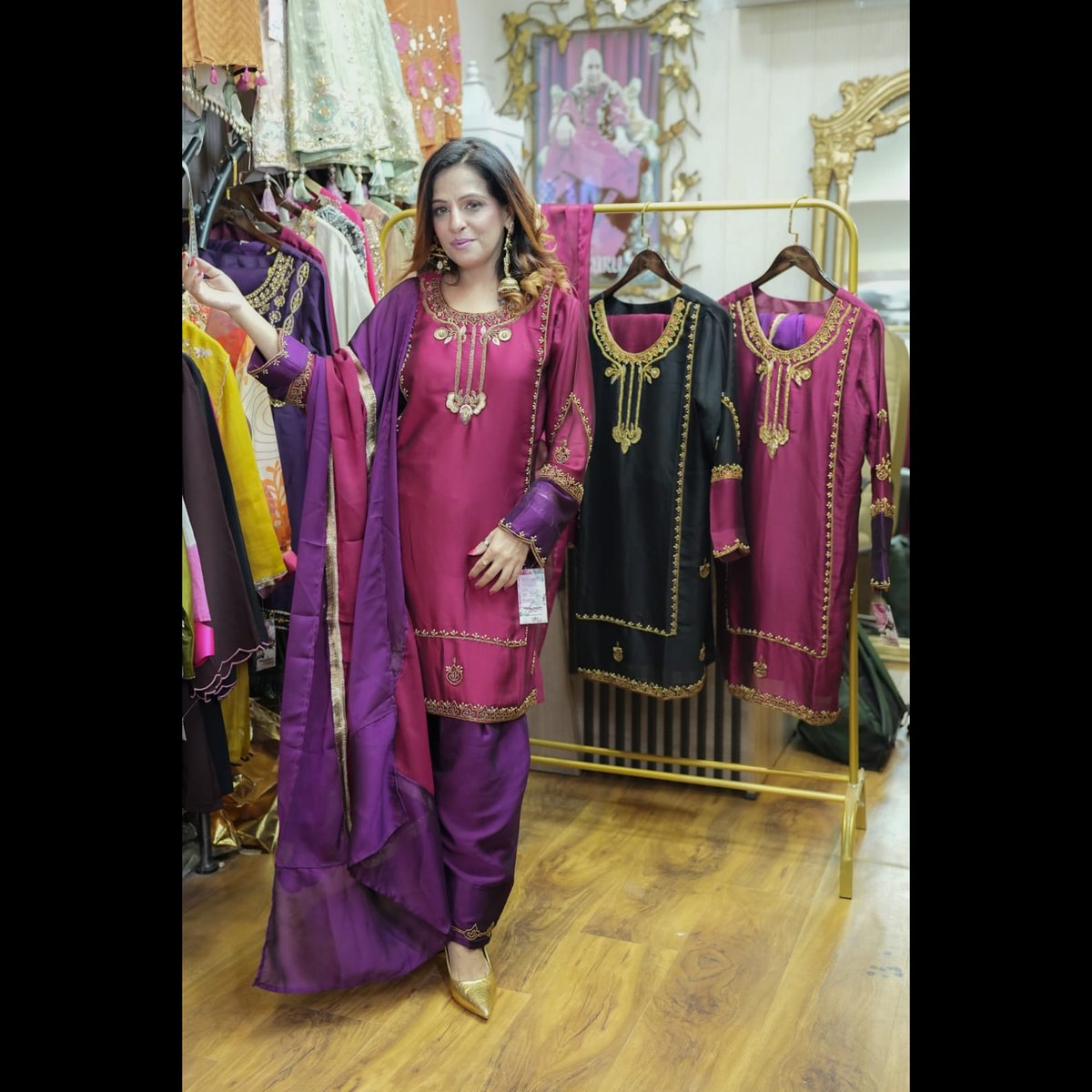 Trendy hangers Embroidered Silk Blend Salwar Suit