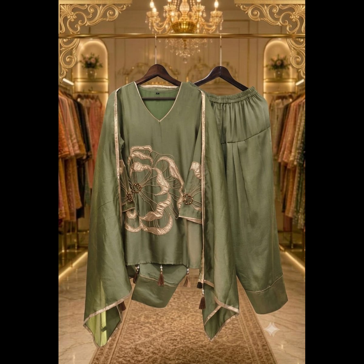 Trendy hangers Women's Embroidered Floral Suit Set 2