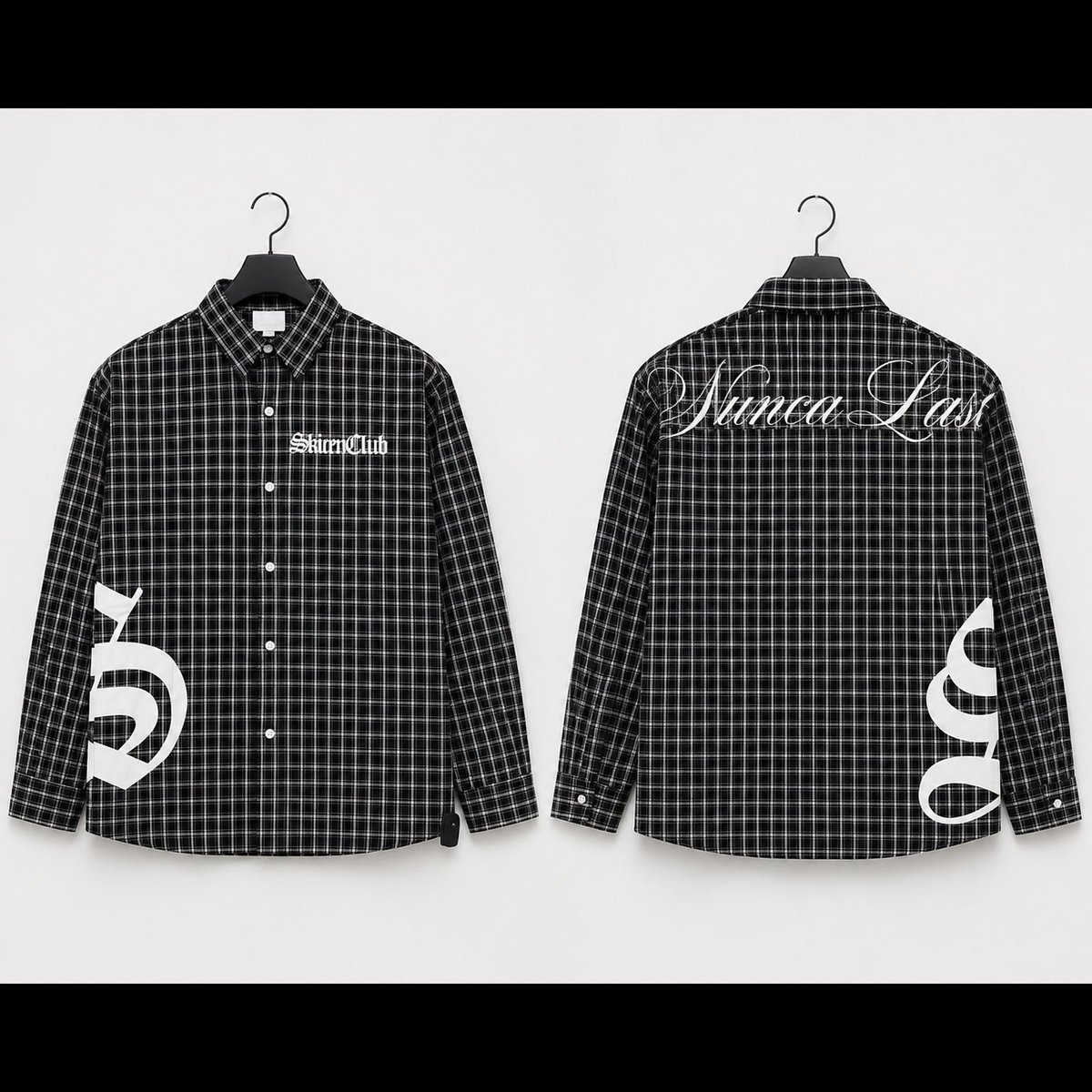 Men's Black & White Plaid Shirt