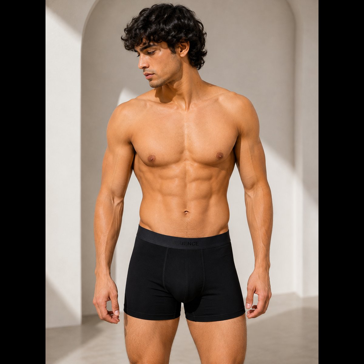 Men's Black Cotton Boxer Briefs