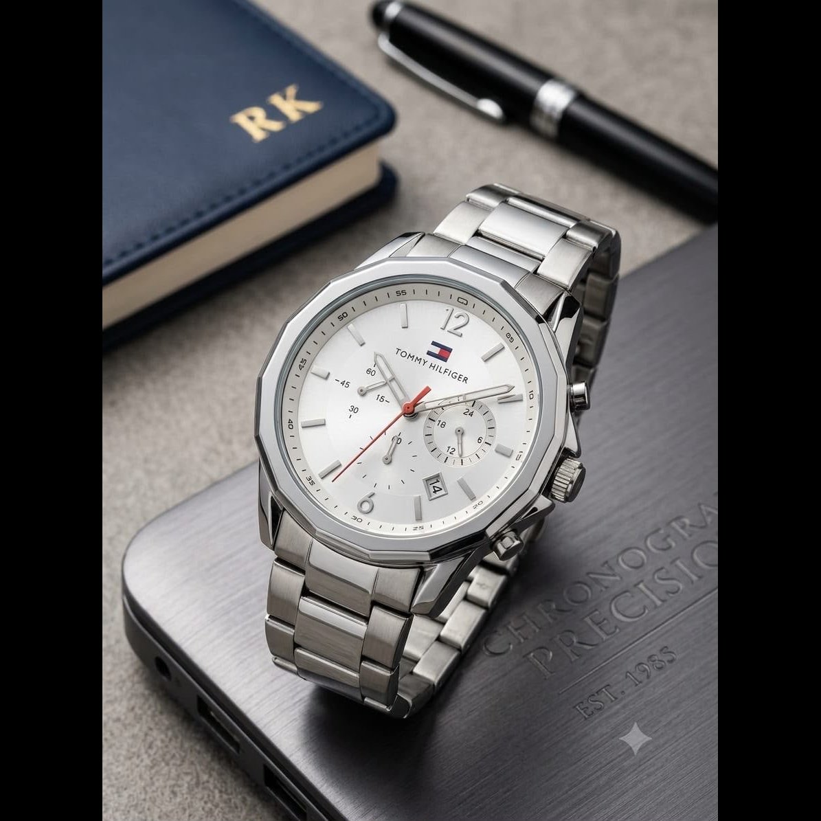 Men's Metallic Strap Chronograph Watch 3