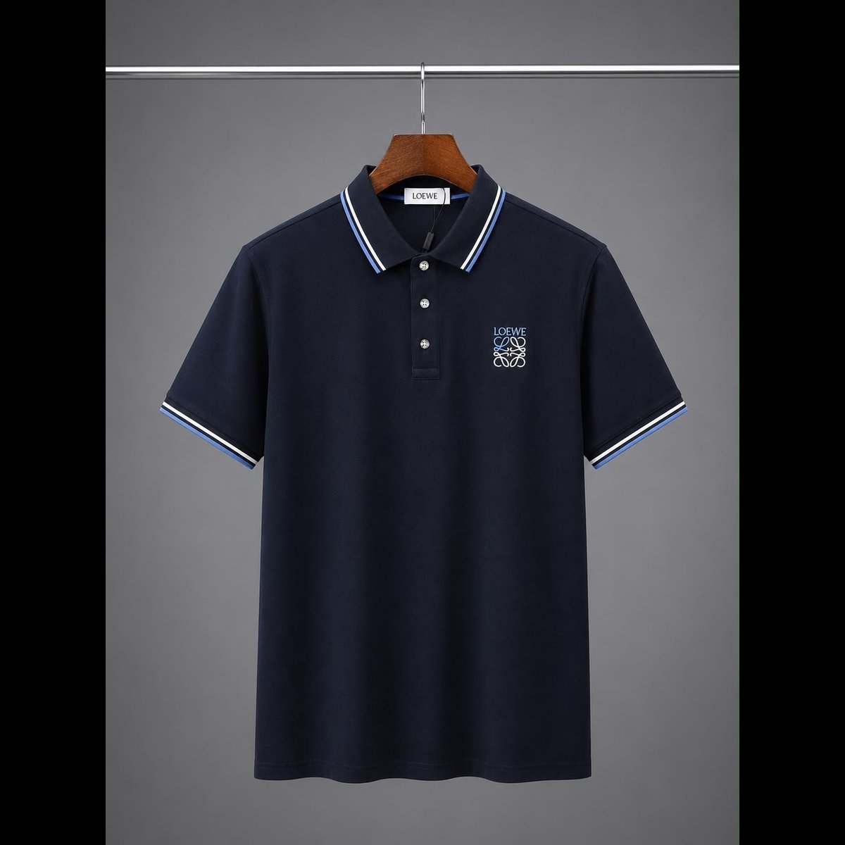 Men's Navy Striped Polo T-Shirt