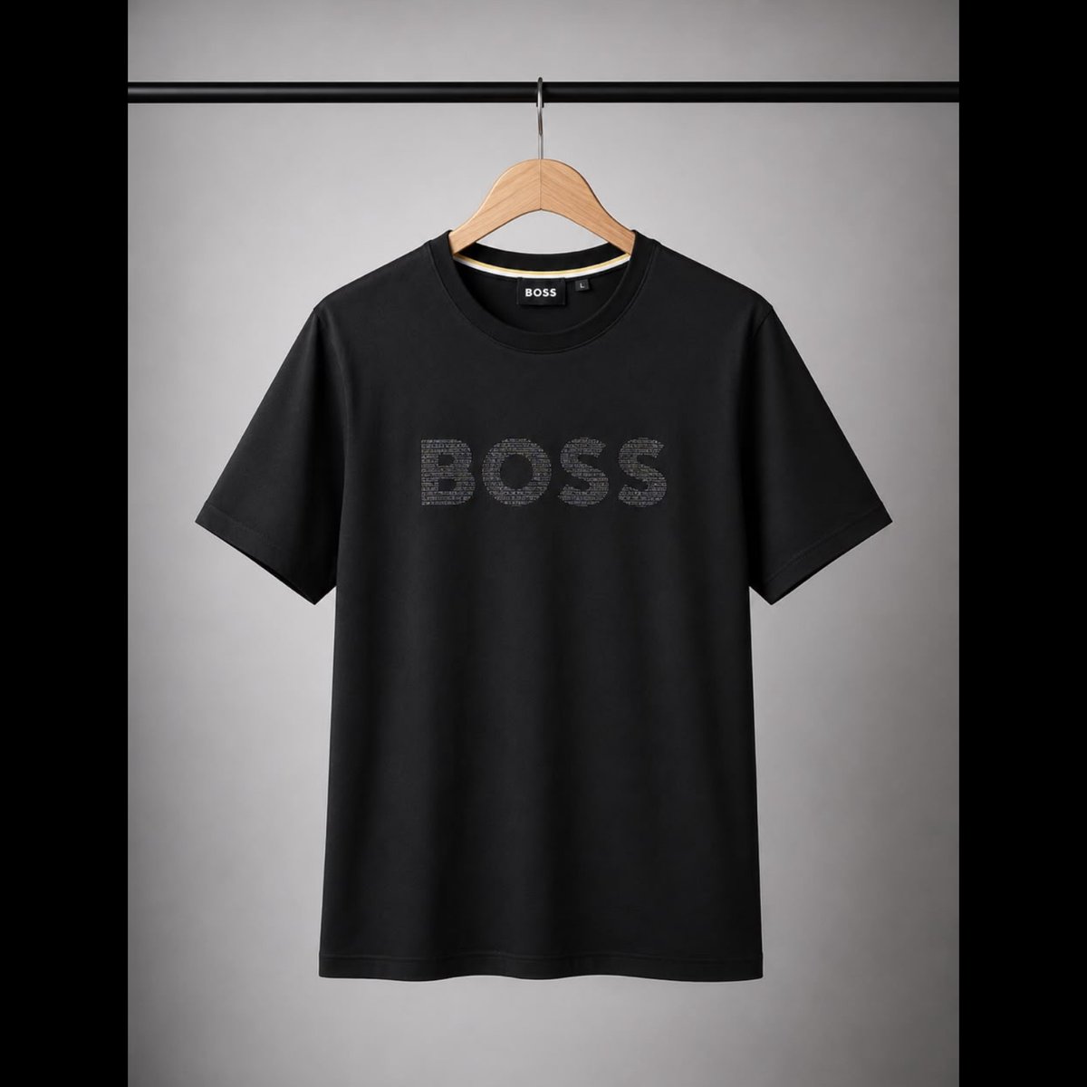Men's Black Studded Detail T-Shirt