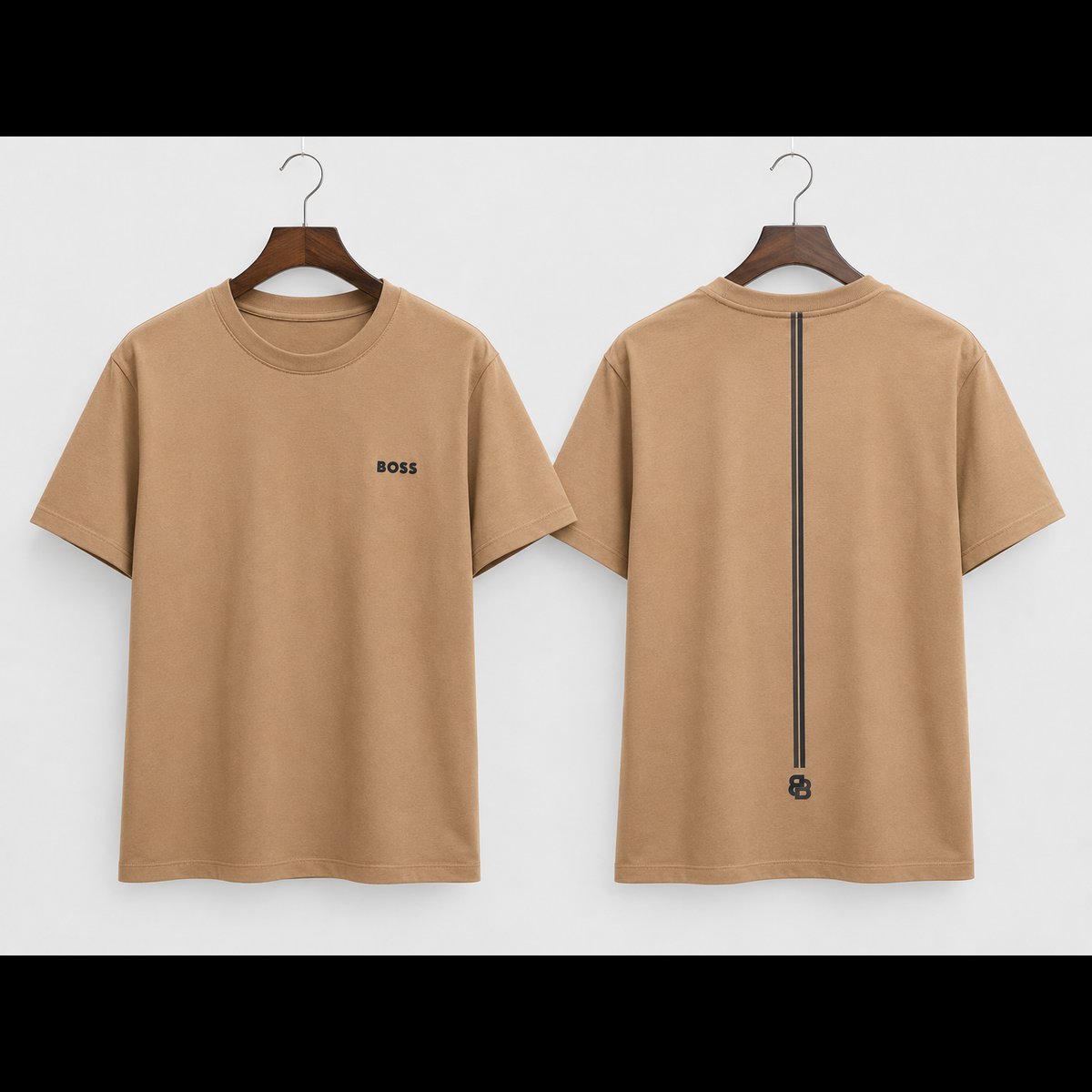 Tan Solid Round Neck T-shirt