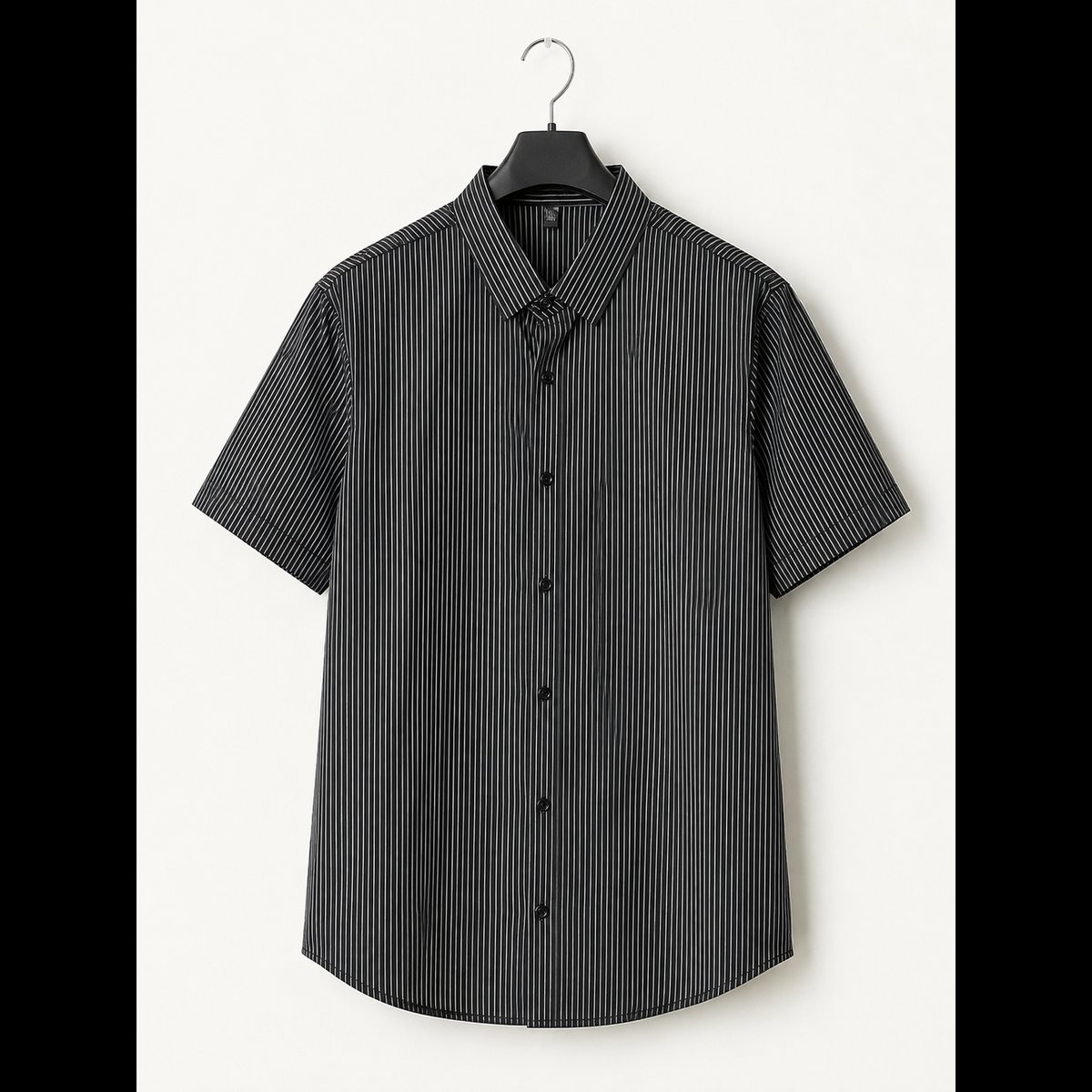 Men's Black Striped Short Sleeve Shirt