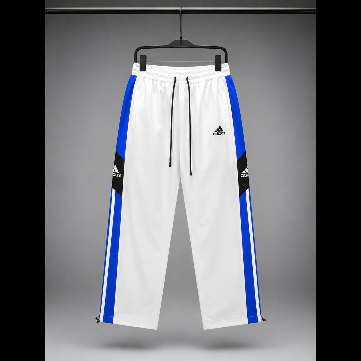 Men's White Blue Striped Track Pants