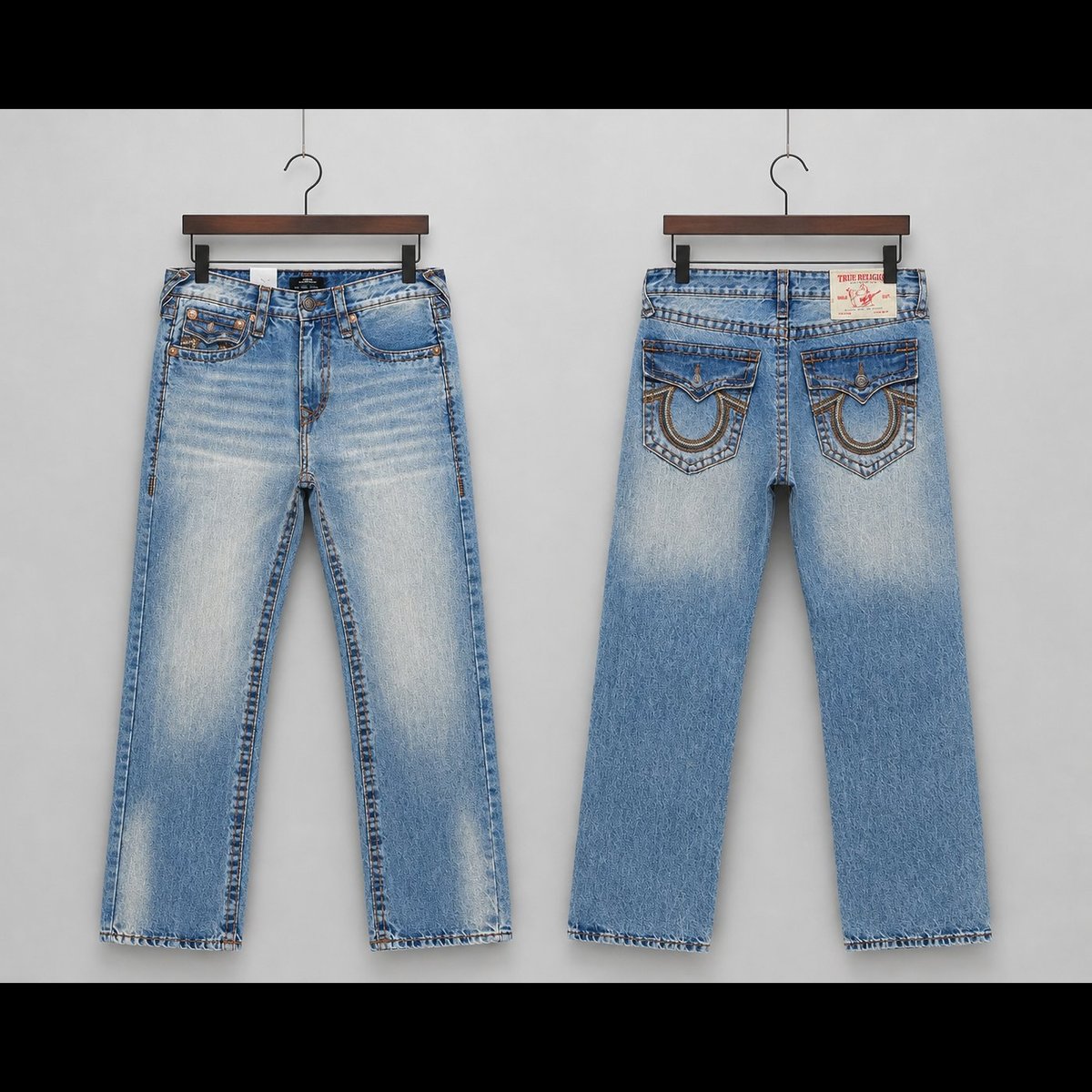 Men's Faded Light Blue Jeans