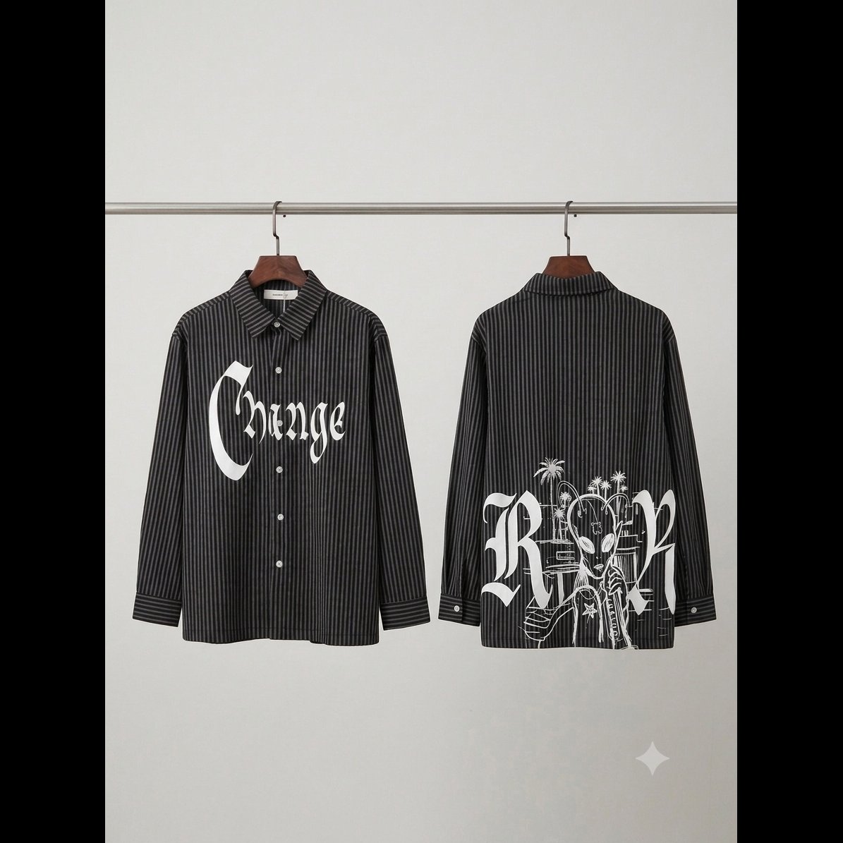 Men's Striped Graphic Print Shirt