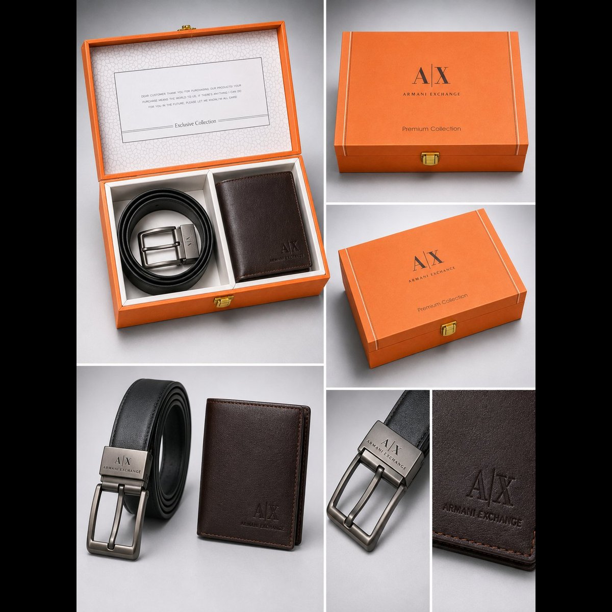 Mr Bross Black Leather Belt & Wallet Set