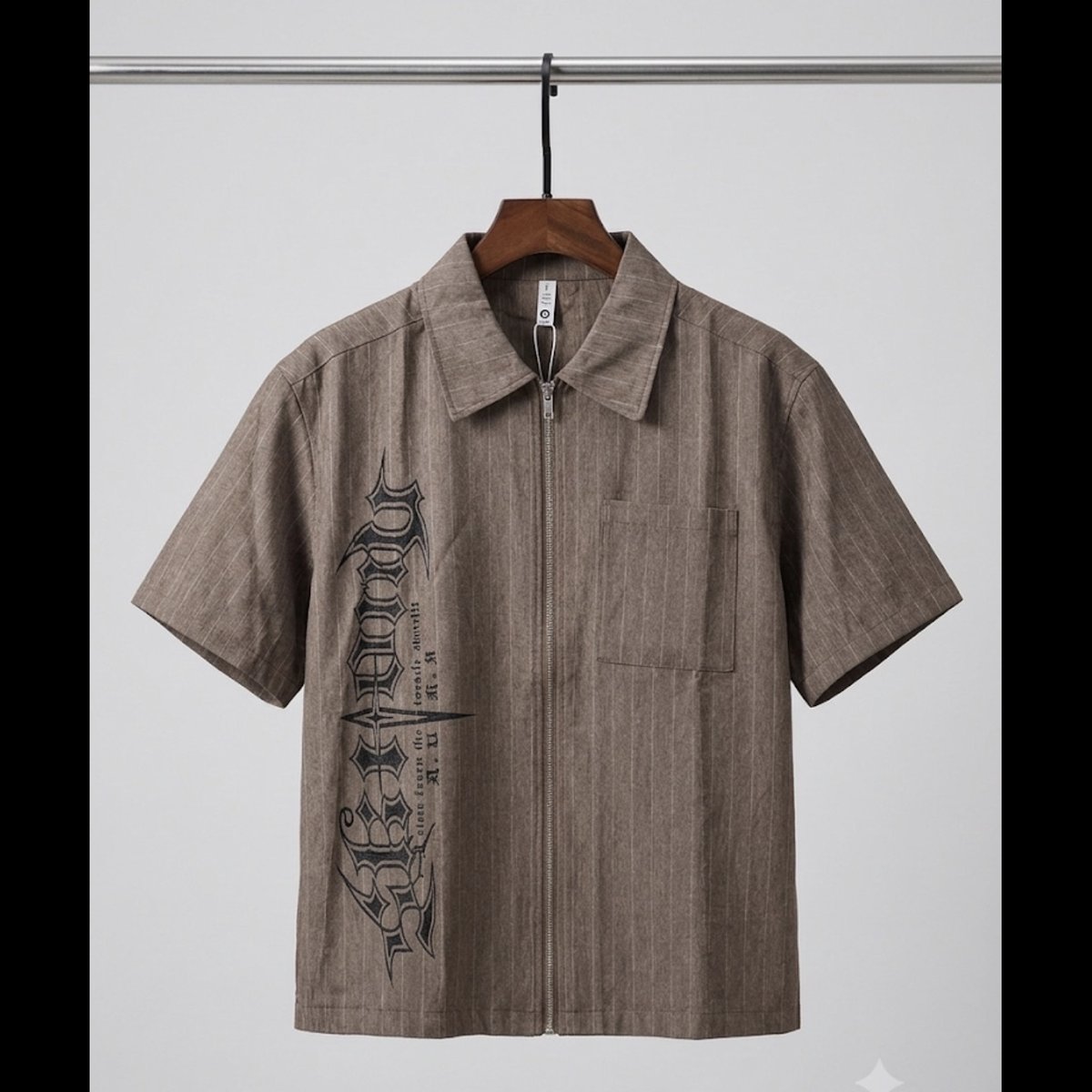 Men's Pinstriped Zipper Shirt