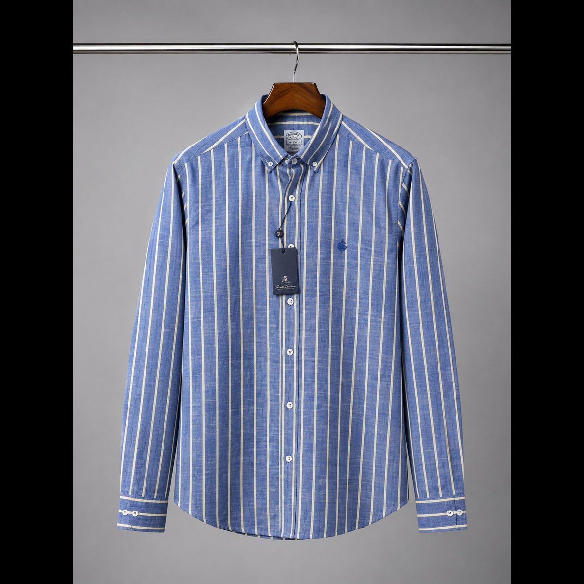 Men's Blue Striped Button-Down Shirt