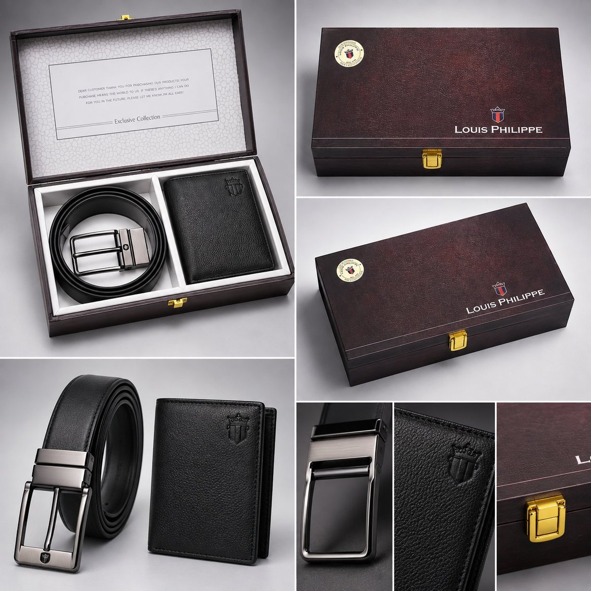 Men's Black Leather Belt & Wallet Set