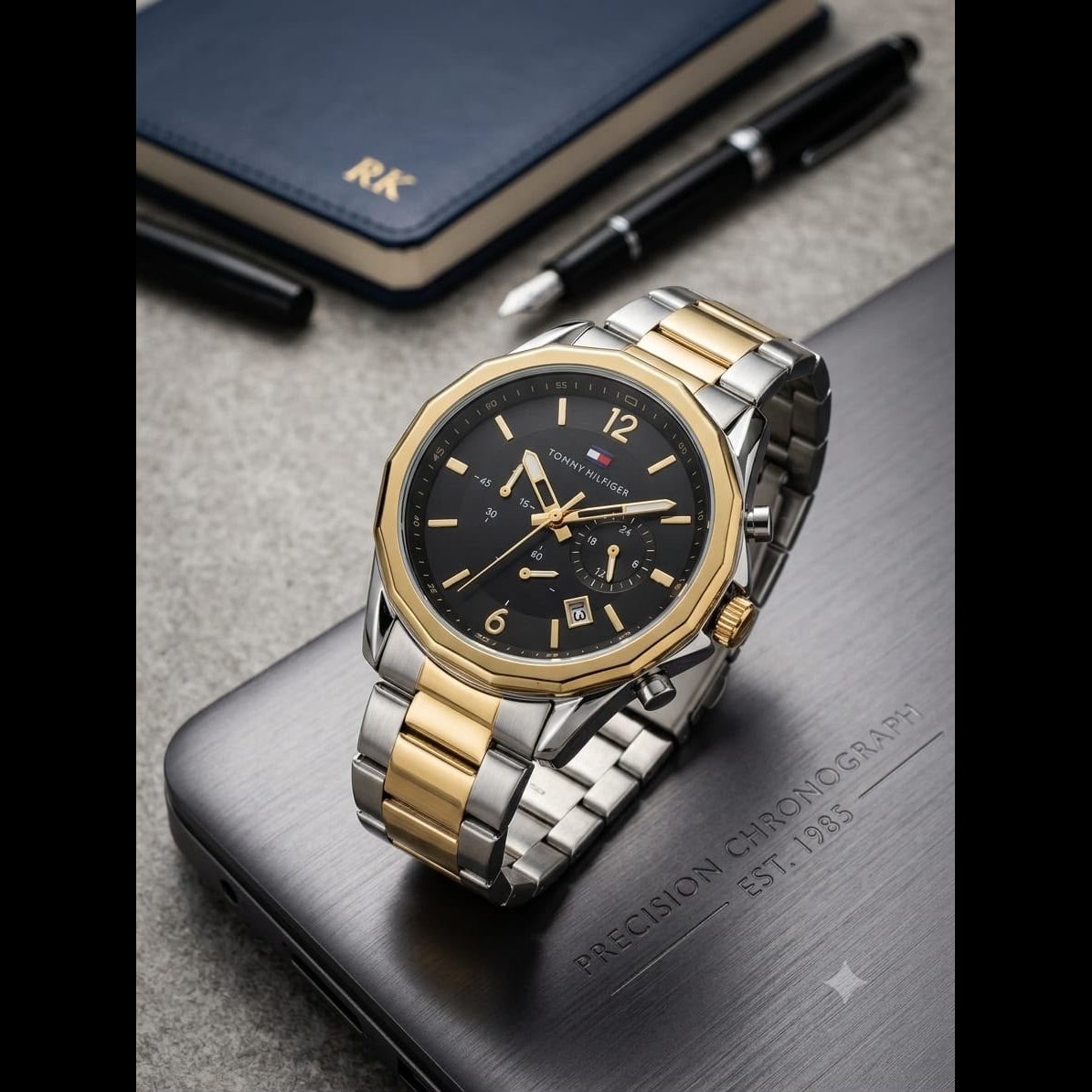 Men's Metallic Strap Chronograph Watch 2