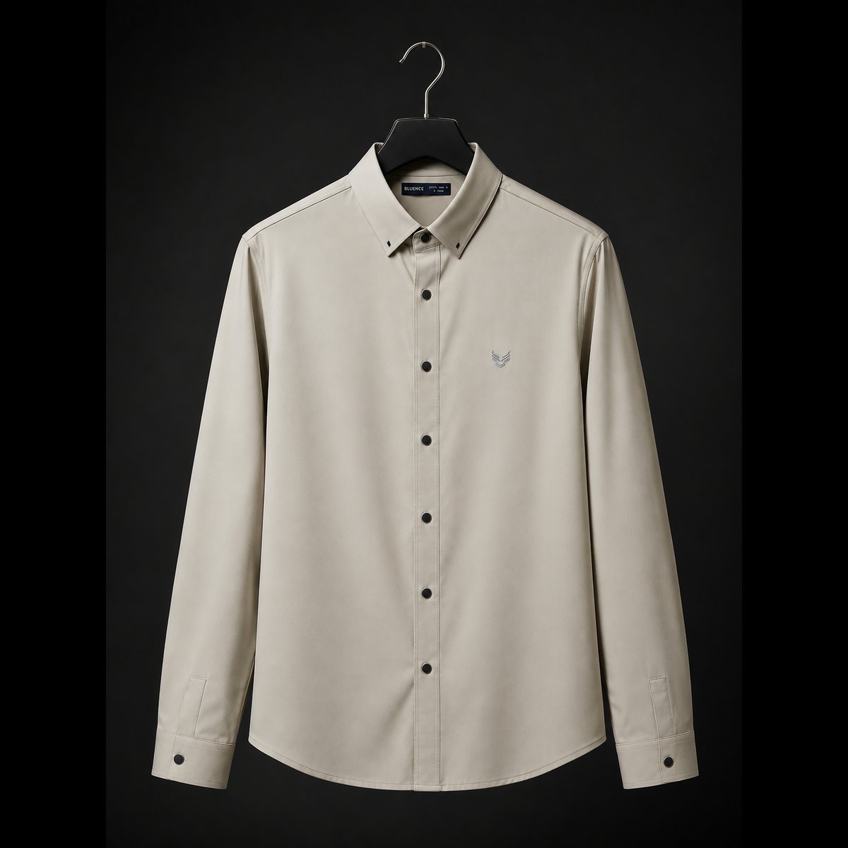 Men's Solid Light Beige Button-Down Shirt