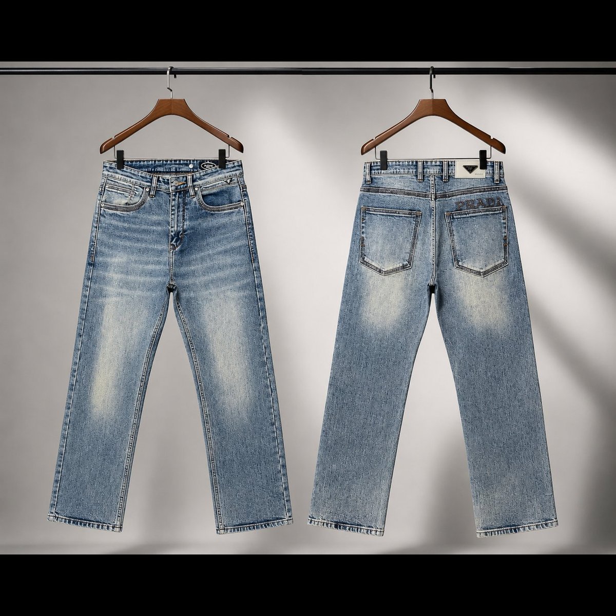 Washed Blue Straight Fit Jeans