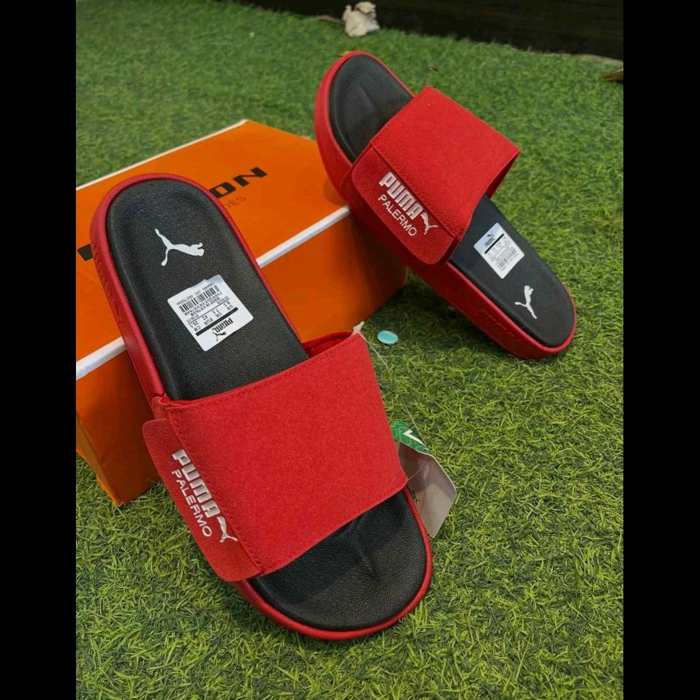 Mr Bross Men's Red Padded Strap Slides 2