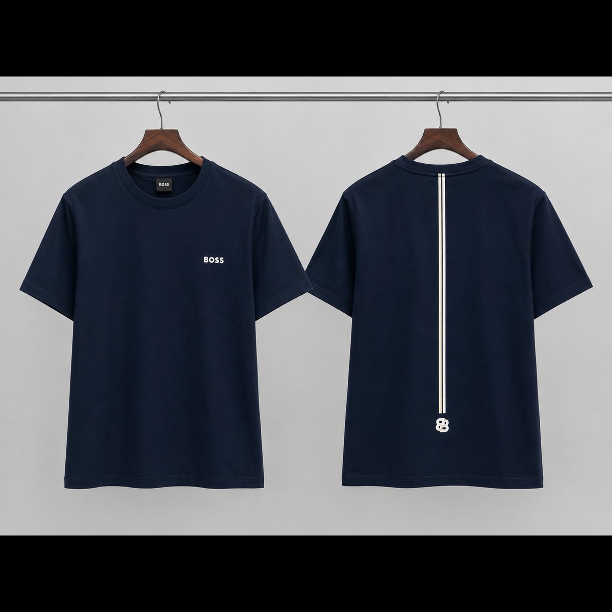 Men's Navy Blue Striped Back T-Shirt