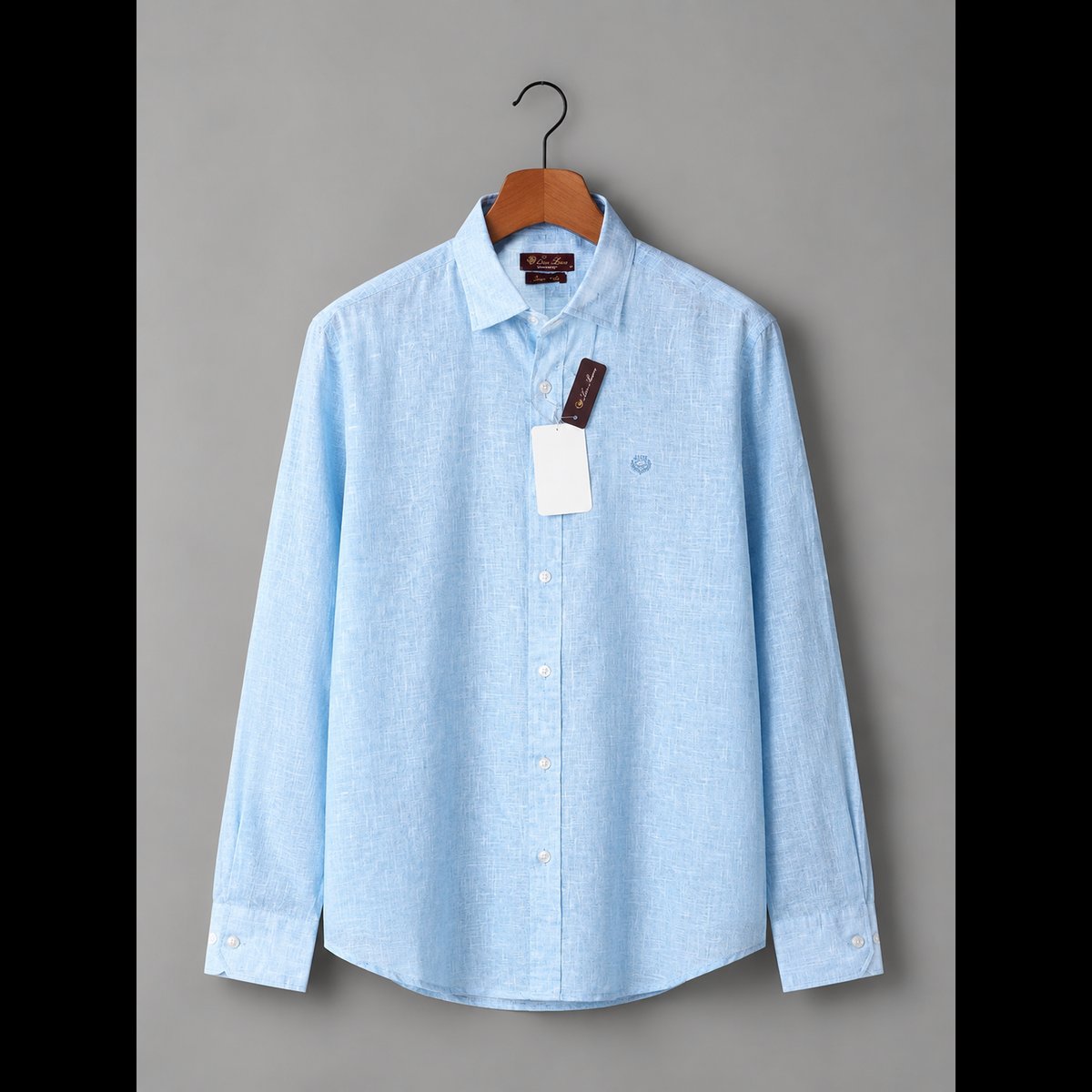 Men's Light Blue Linen Blend Shirt