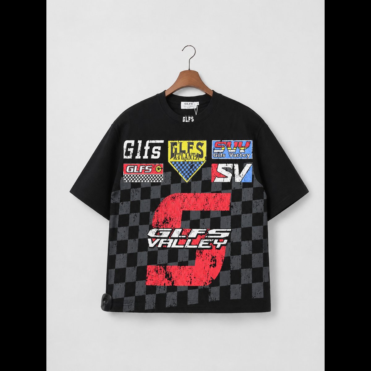 Men's Black Racing Print T-Shirt