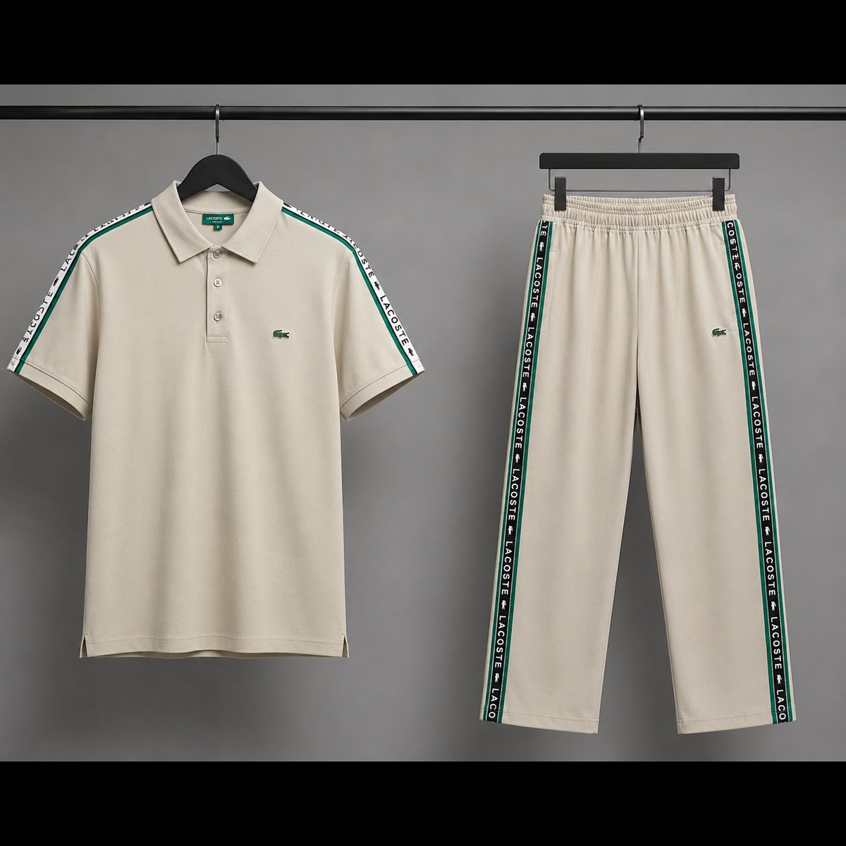 Men's Casual Beige Polo Tracksuit