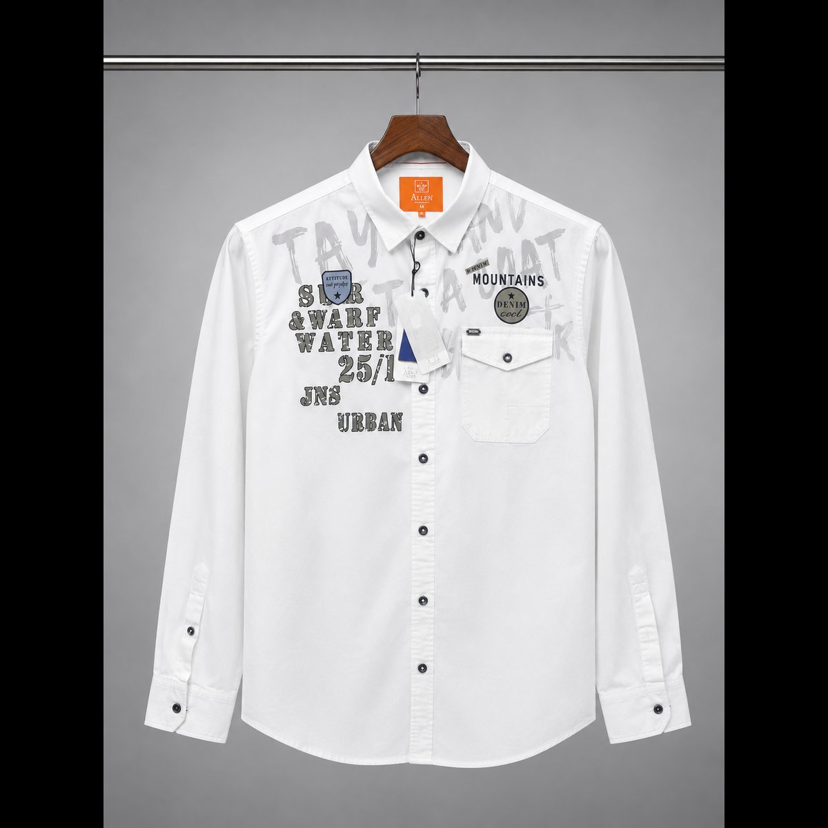 Men's White Graphic Print Casual Shirt