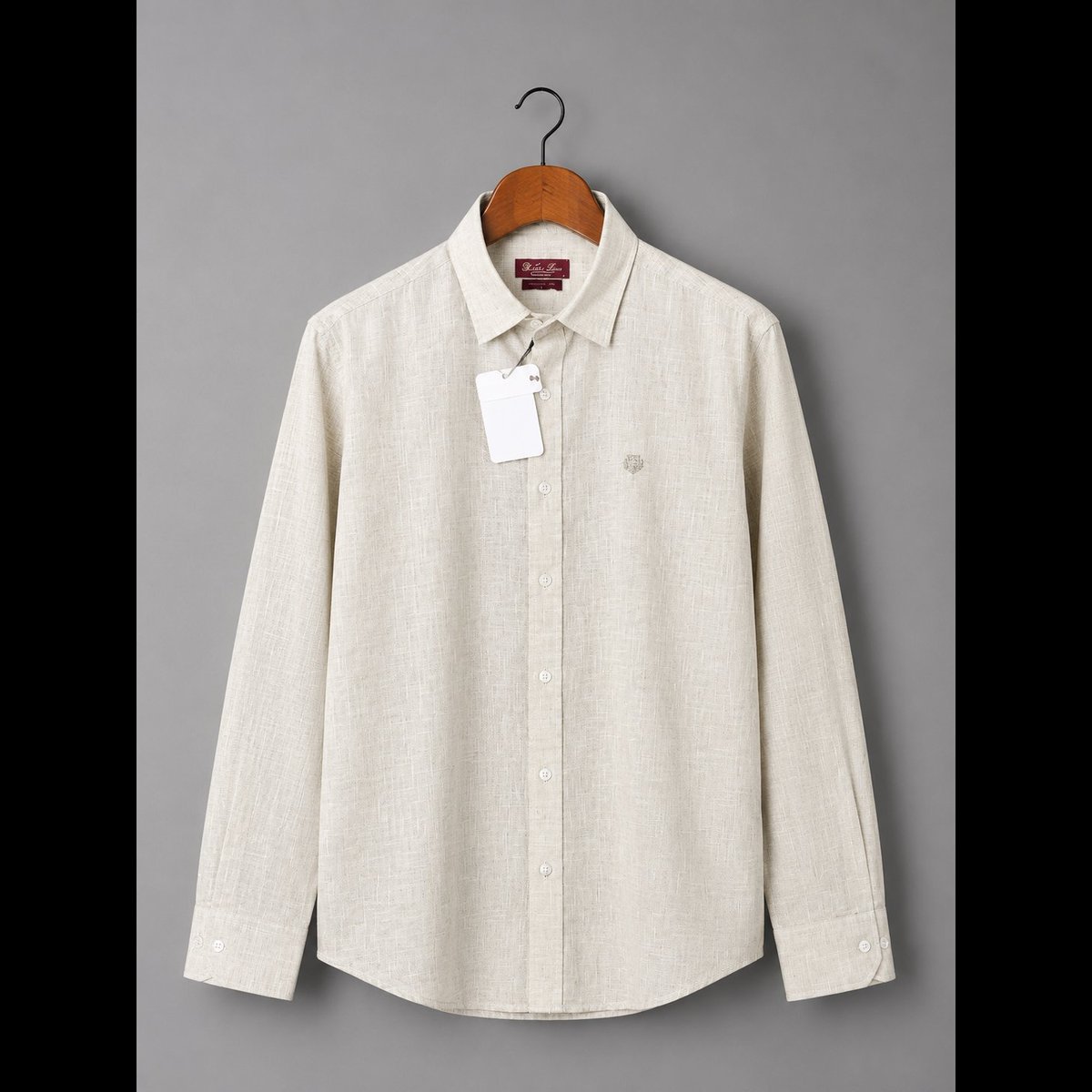 Men's Beige Textured Full Sleeve Shirt
