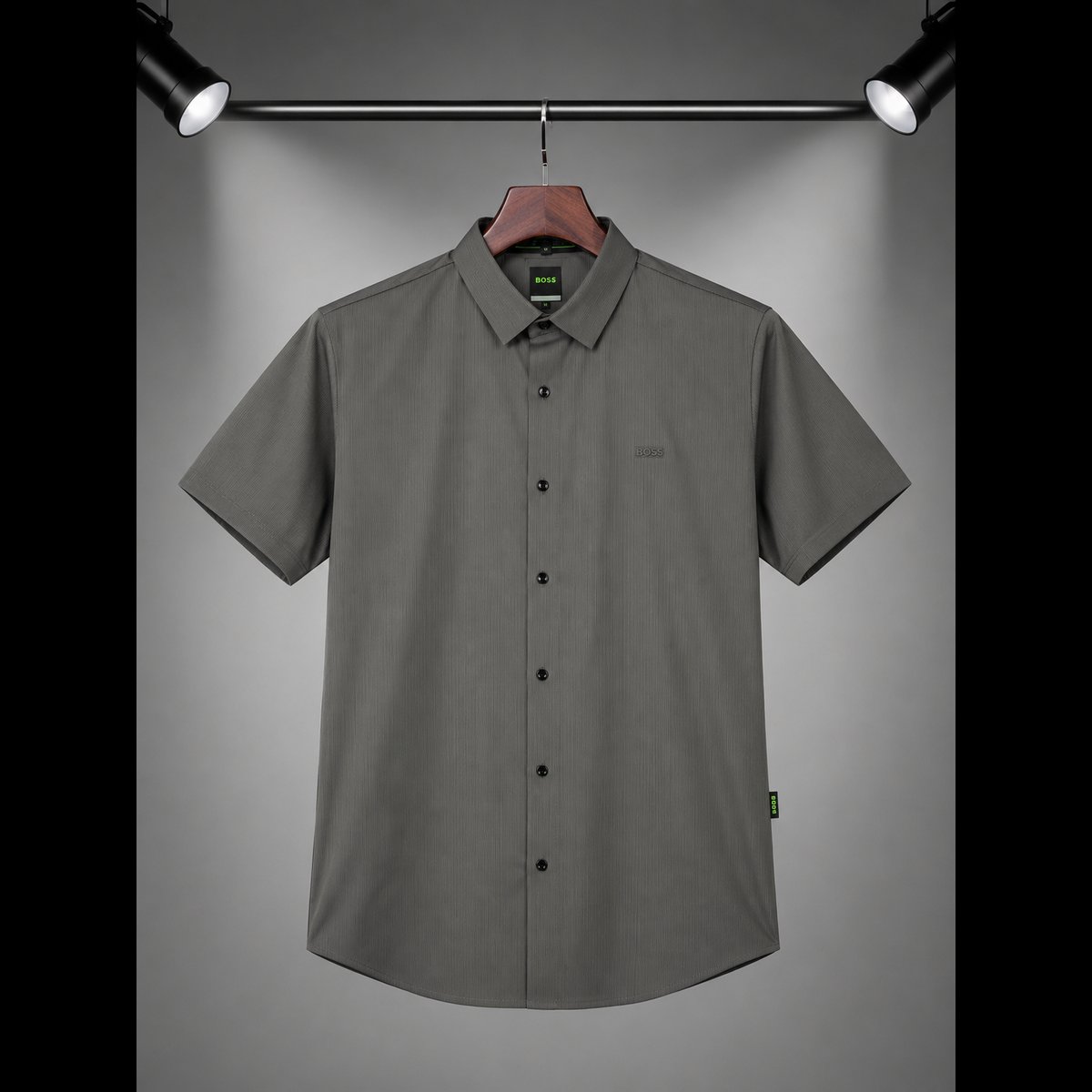 Men's Grey Striped Half-Sleeve Shirt