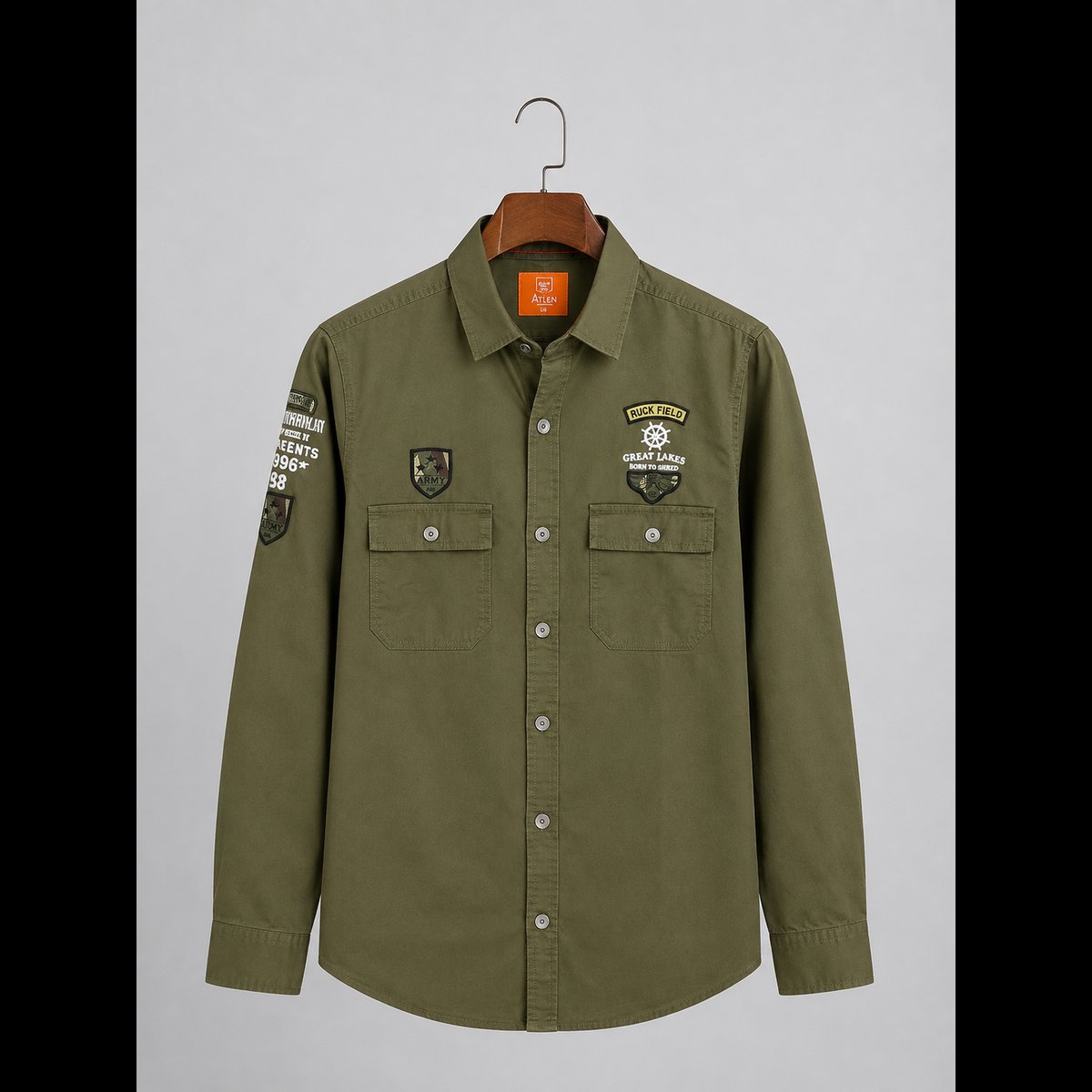 Men's Olive Green Utility Casual Shirt
